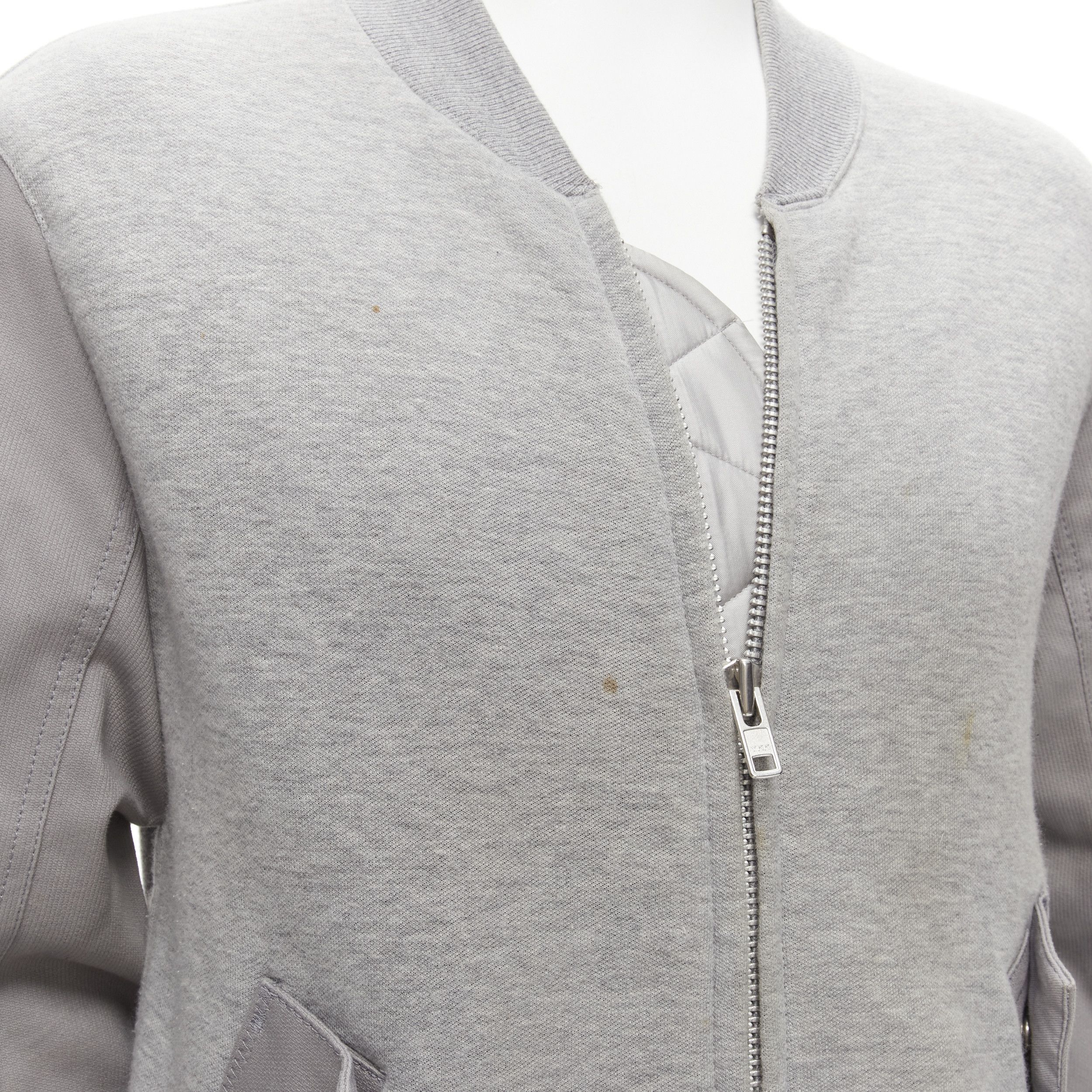 Sacai SACAI grey jersey contrast sleeves casual bomber jacket JP2 M Size US M / EU 48-50 / 2 - 2 Thumbnail