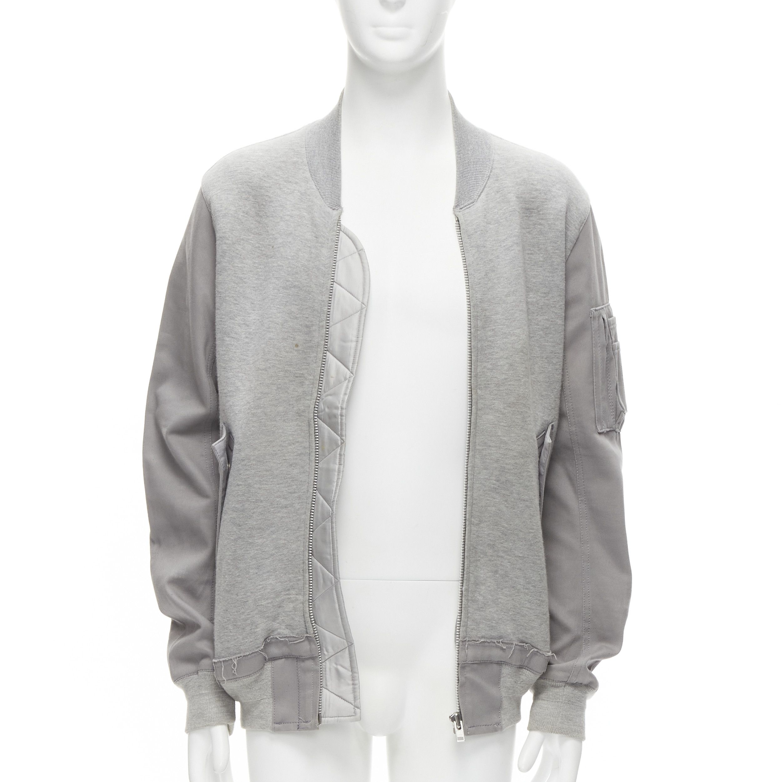 Sacai SACAI grey jersey contrast sleeves casual bomber jacket JP2 M Size US M / EU 48-50 / 2 - 3 Thumbnail