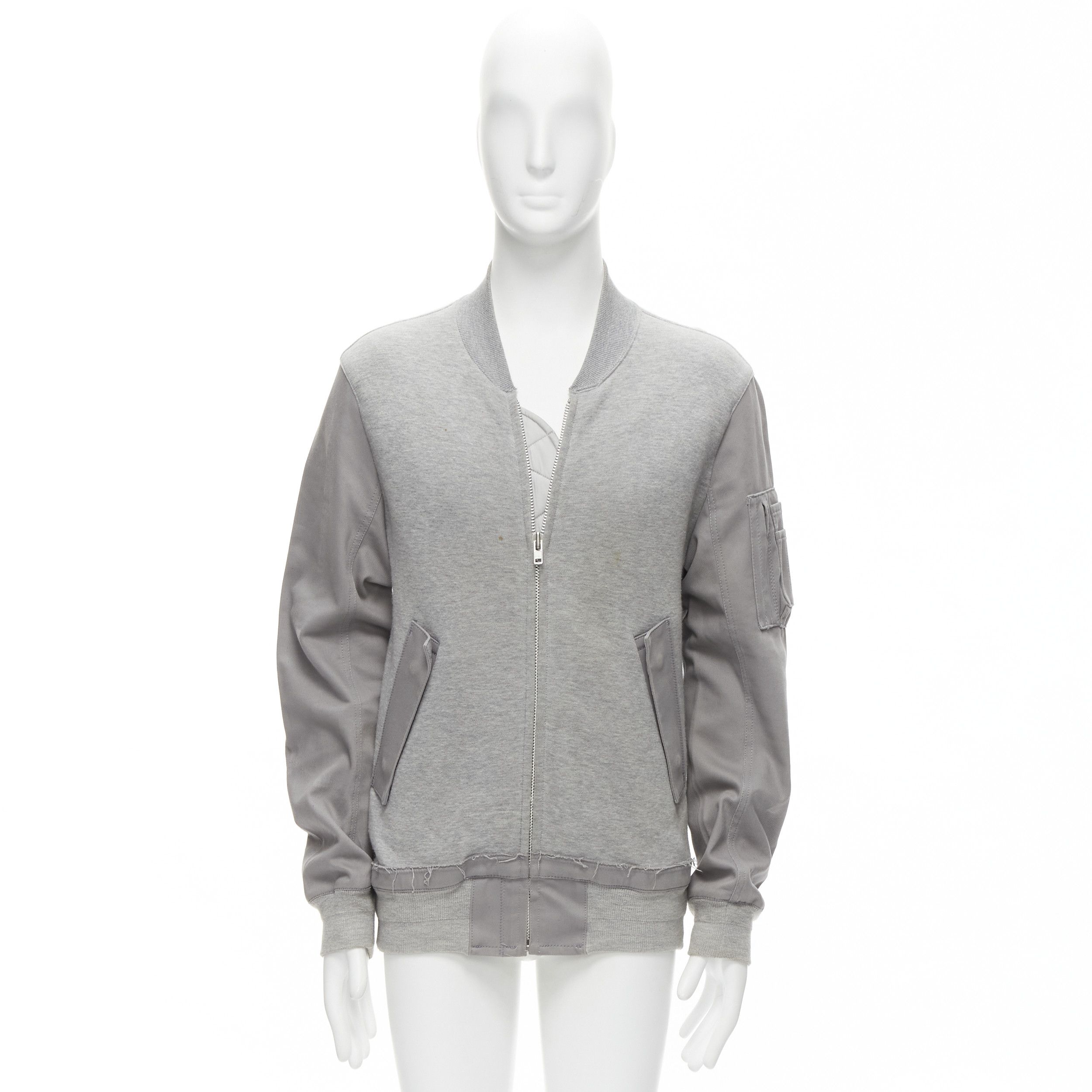 Sacai SACAI grey jersey contrast sleeves casual bomber jacket JP2 M Size US M / EU 48-50 / 2 - 11 Thumbnail