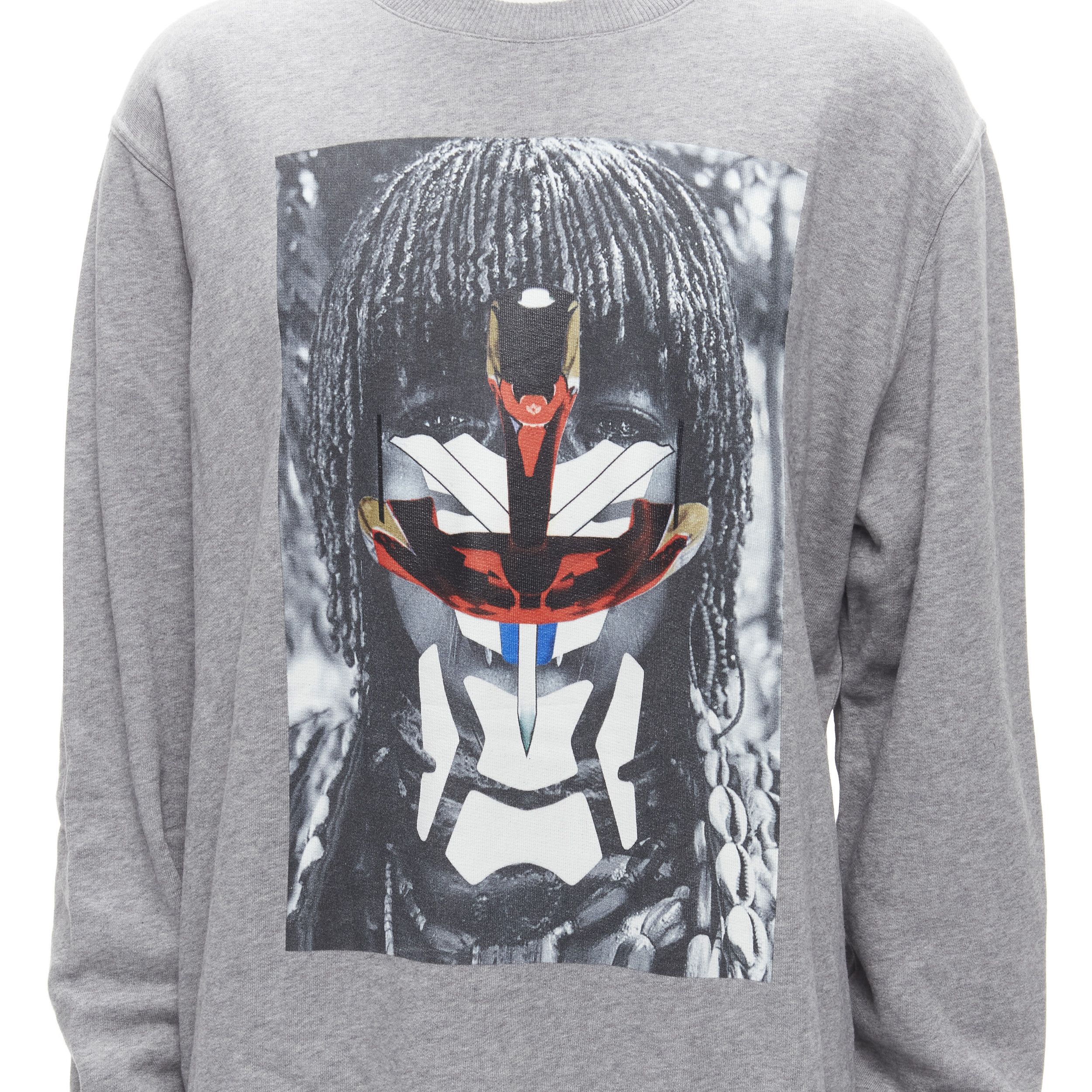 Givenchy GIVENCHY Riccardo Tisci grey tribal girl graphic print cotton crew sweater S Size US S / EU 44-46 / 1 - 2 Thumbnail