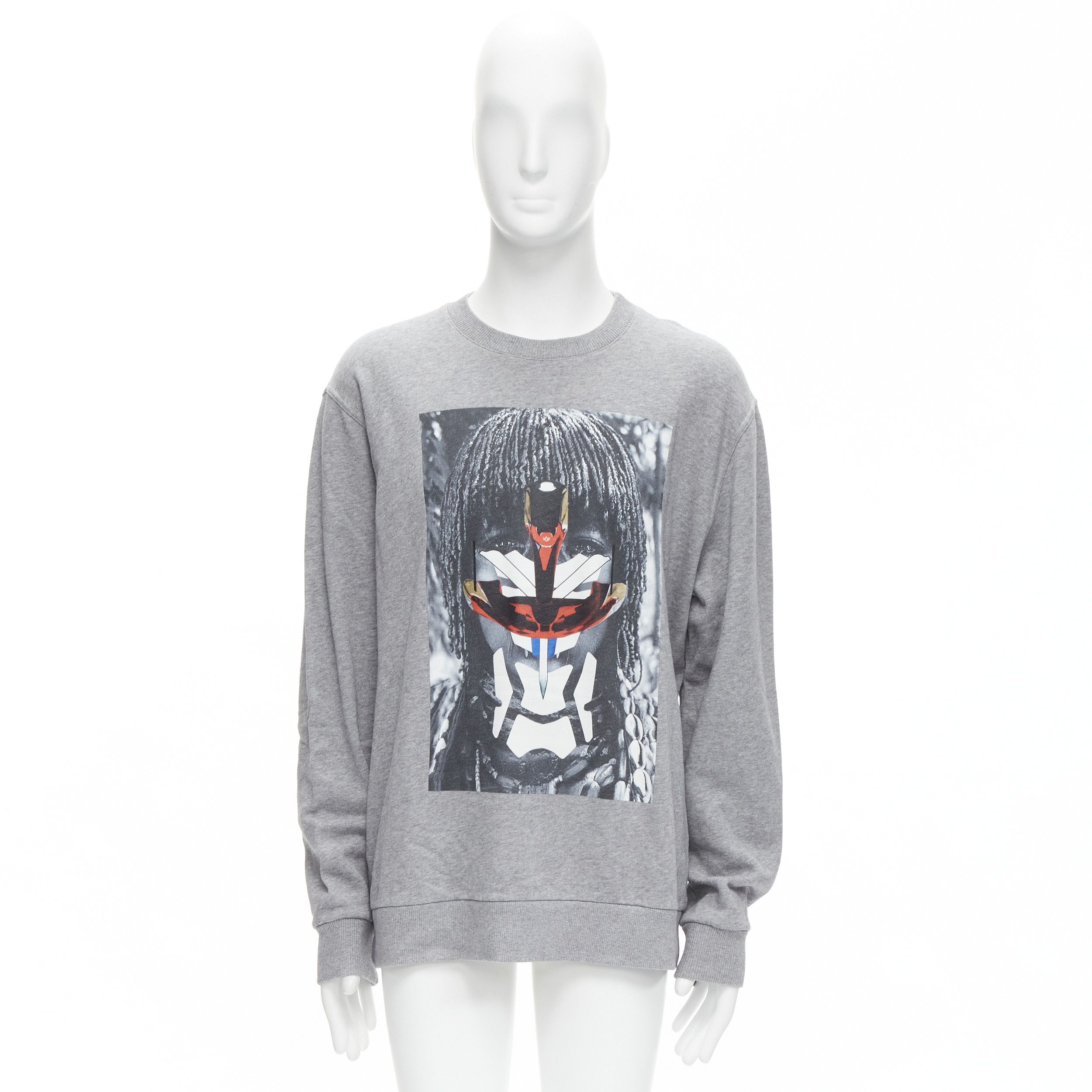 Givenchy GIVENCHY Riccardo Tisci grey tribal girl graphic print cotton crew sweater S Size US S / EU 44-46 / 1 - 9 Thumbnail