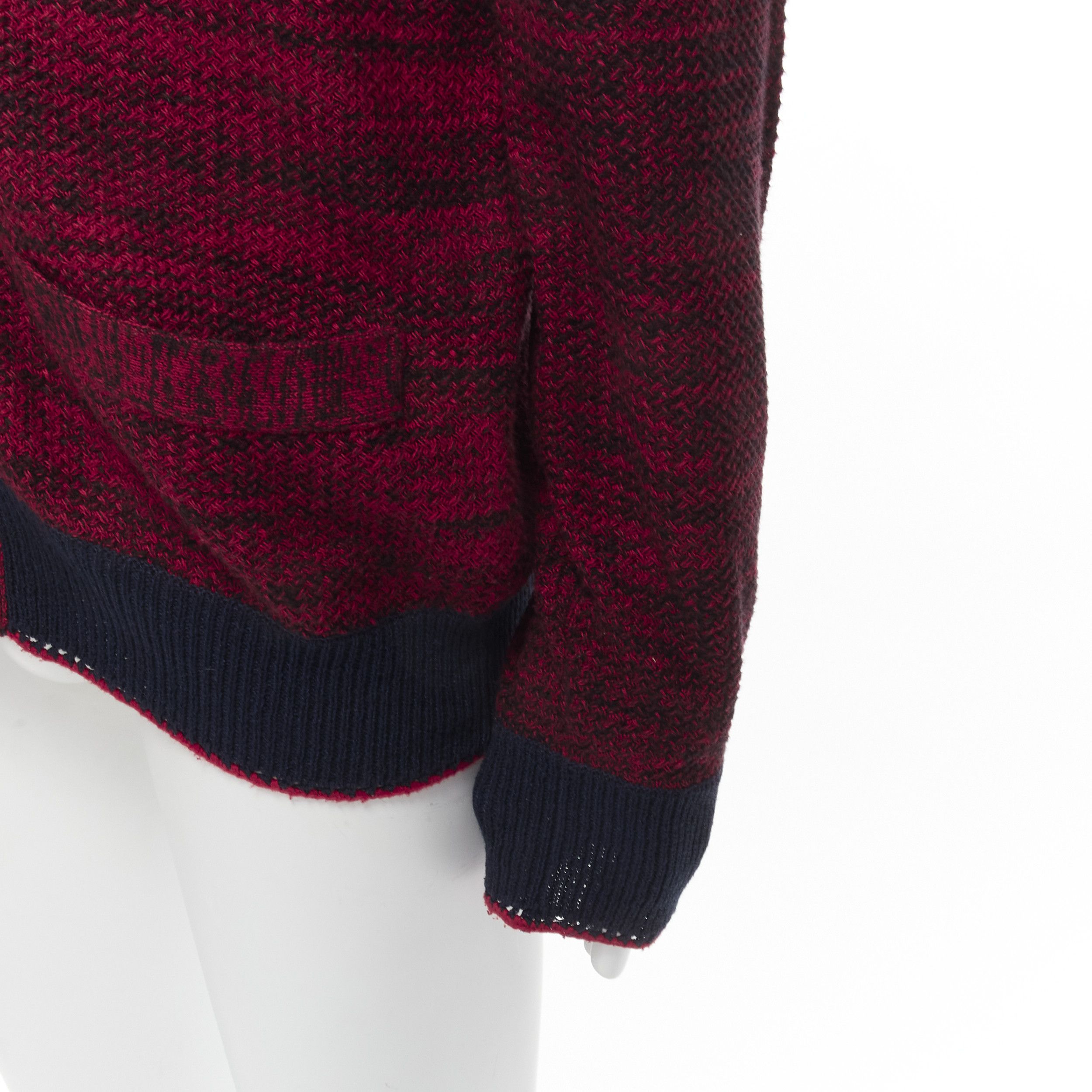 Sacai SACAI red black speckled cotton blend yarn chunky rib cardigan JP2 M Size US M / EU 48-50 / 2 - 5 Thumbnail