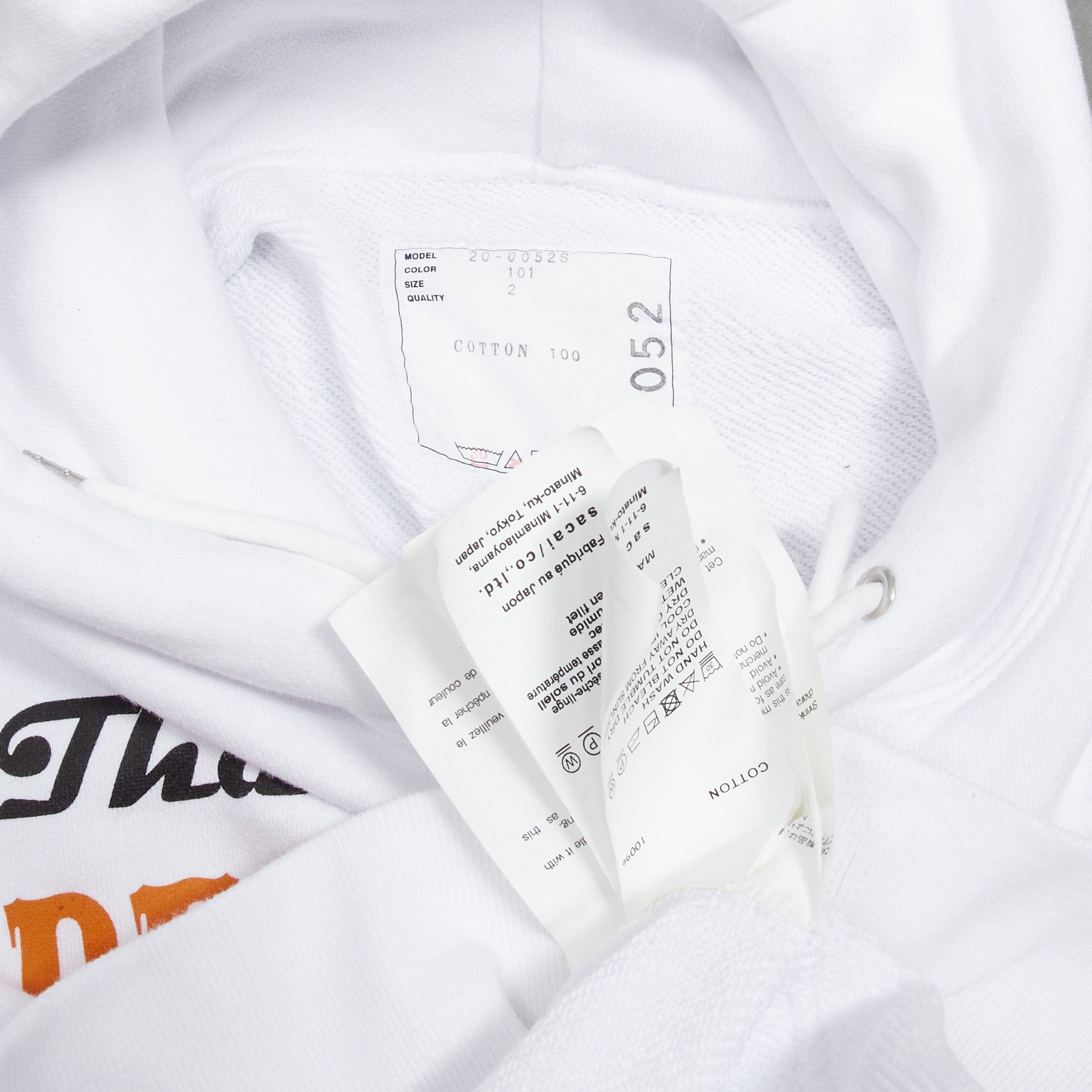 Sacai SACAI 2020 Big Lebowski Really Tied Room Together slogan white hoodie Sz.2 M Size US M / EU 48-50 / 2 - 9 Thumbnail