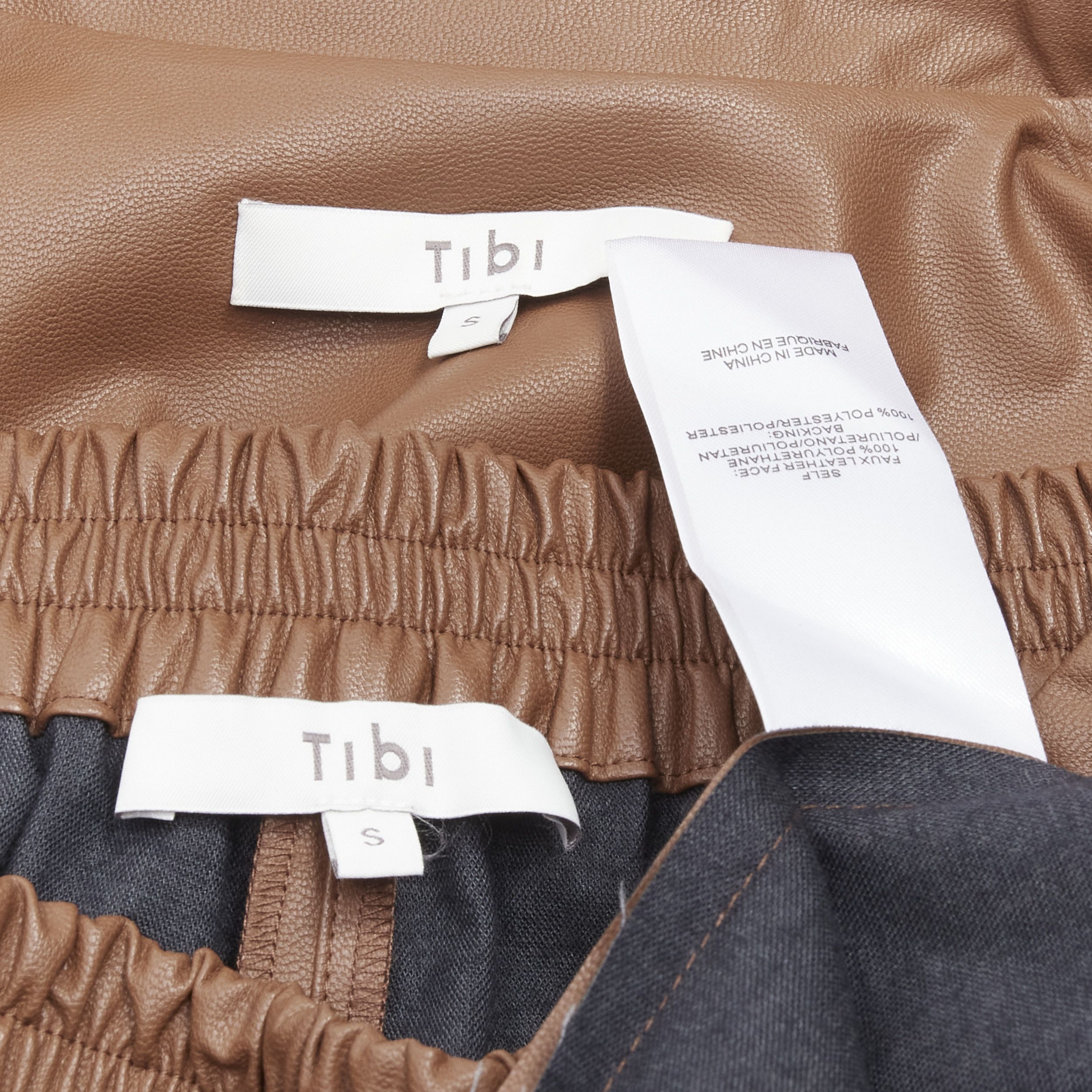 Tibi TIBI brown faux leather boxy fit shirt culotte wide shorts S Size 28" / US 6 / IT 42 - 11 Thumbnail