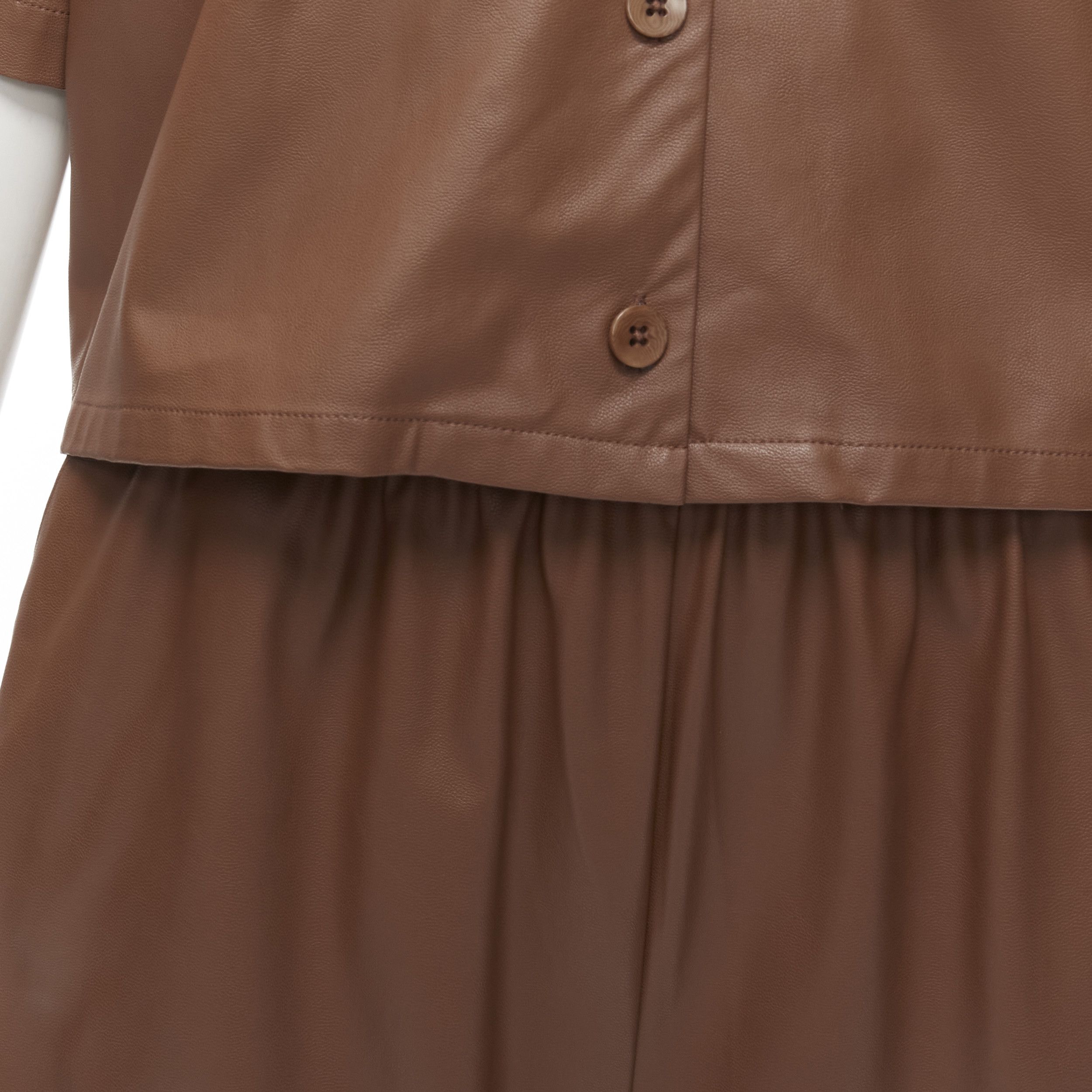 Tibi TIBI brown faux leather boxy fit shirt culotte wide shorts S Size 28" / US 6 / IT 42 - 7 Thumbnail