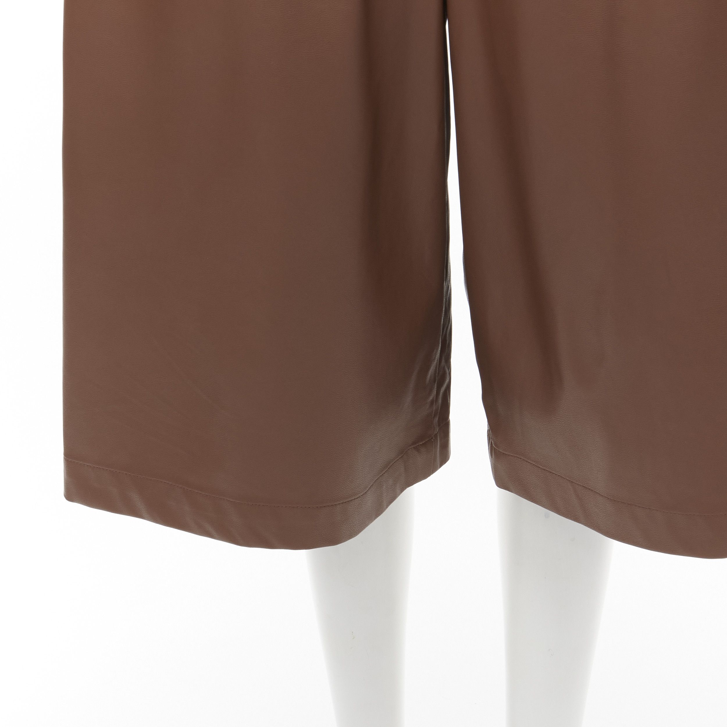 Tibi TIBI brown faux leather boxy fit shirt culotte wide shorts S Size 28" / US 6 / IT 42 - 10 Thumbnail