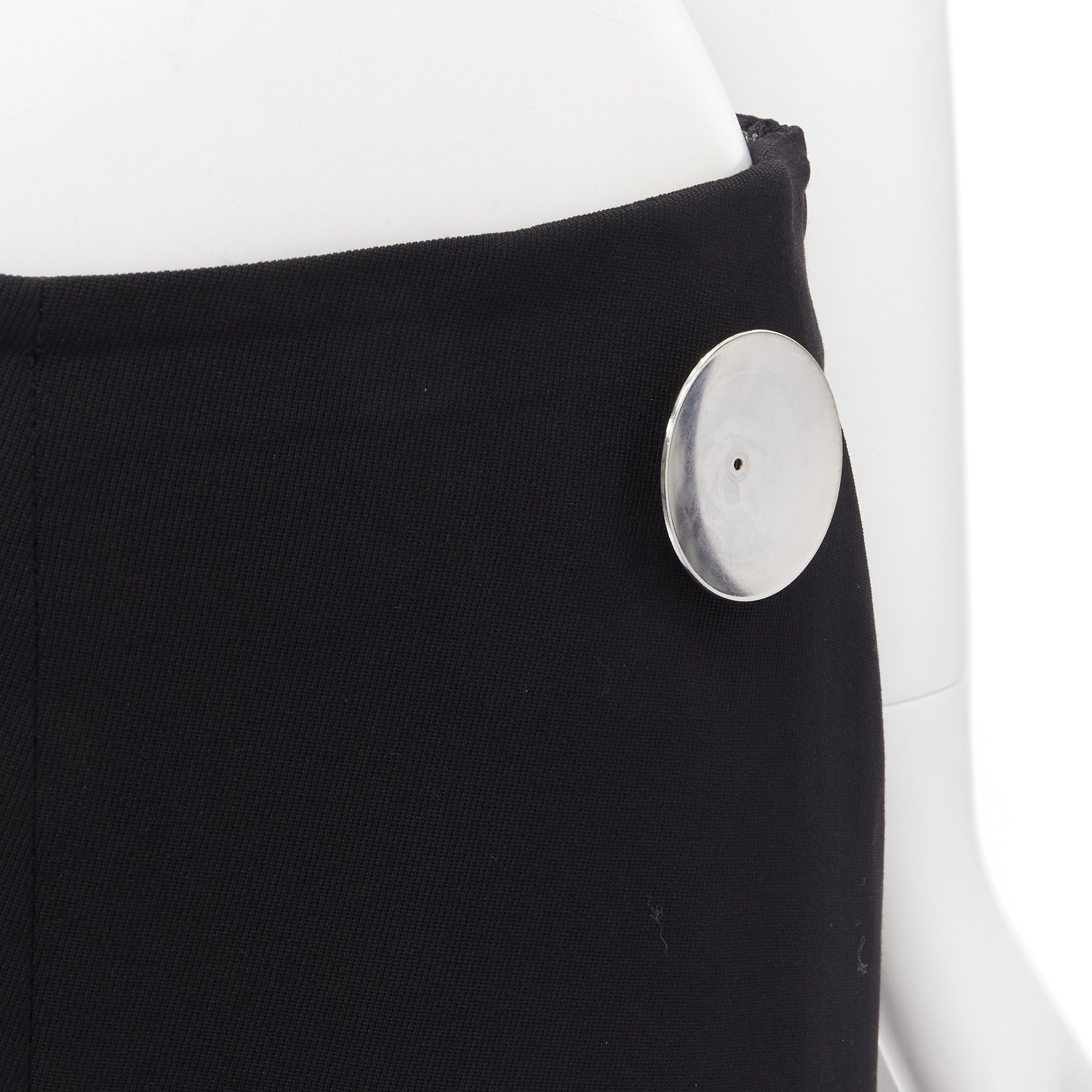 Stella McCartney STELLA MCCARTNEY 2015 wool black silver button embellished wide leg pants IT40 S Size 27" / US 4 / IT 40 - 7 Thumbnail