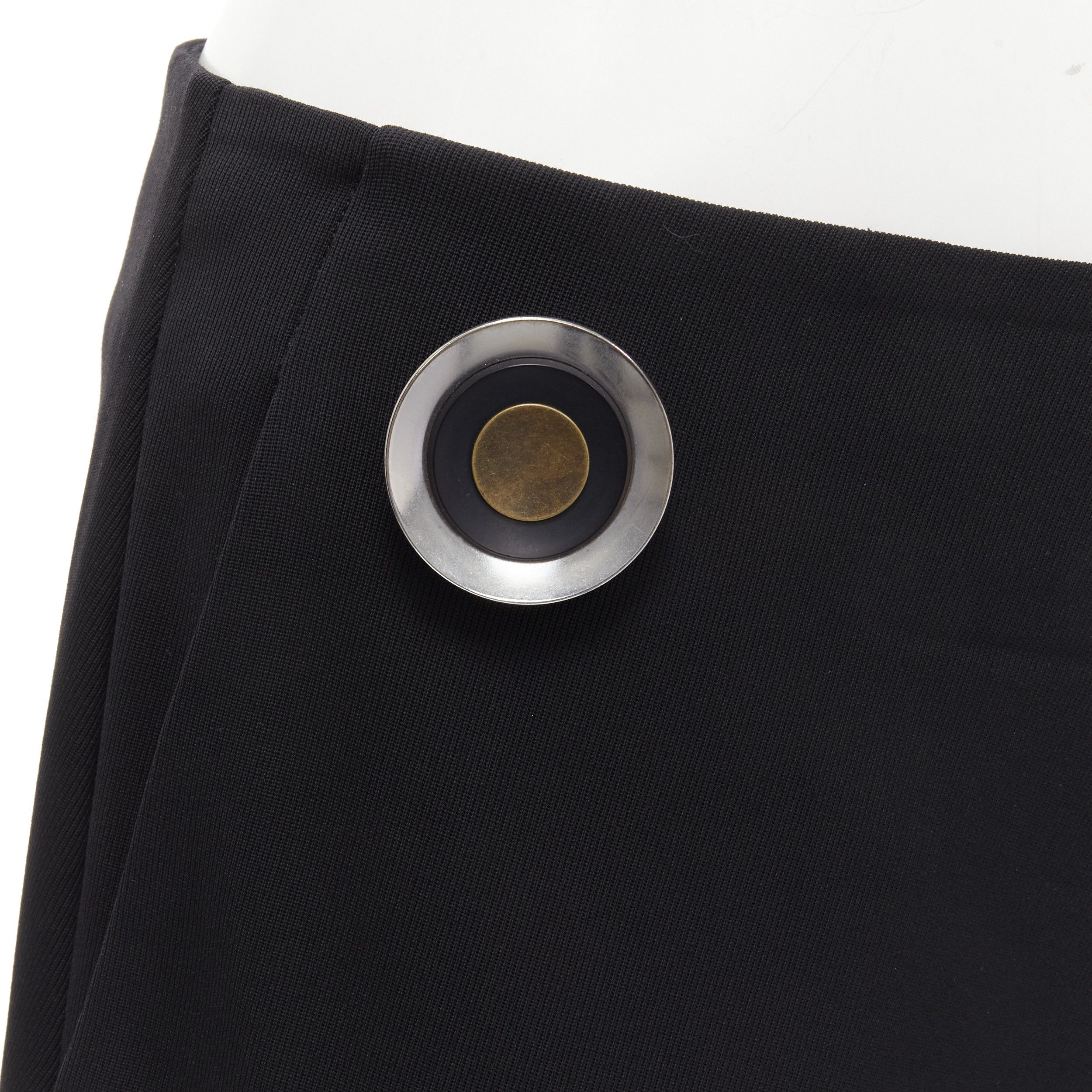 Stella McCartney STELLA MCCARTNEY 2015 wool black silver button embellished wide leg pants IT40 S Size 27" / US 4 / IT 40 - 2 Thumbnail
