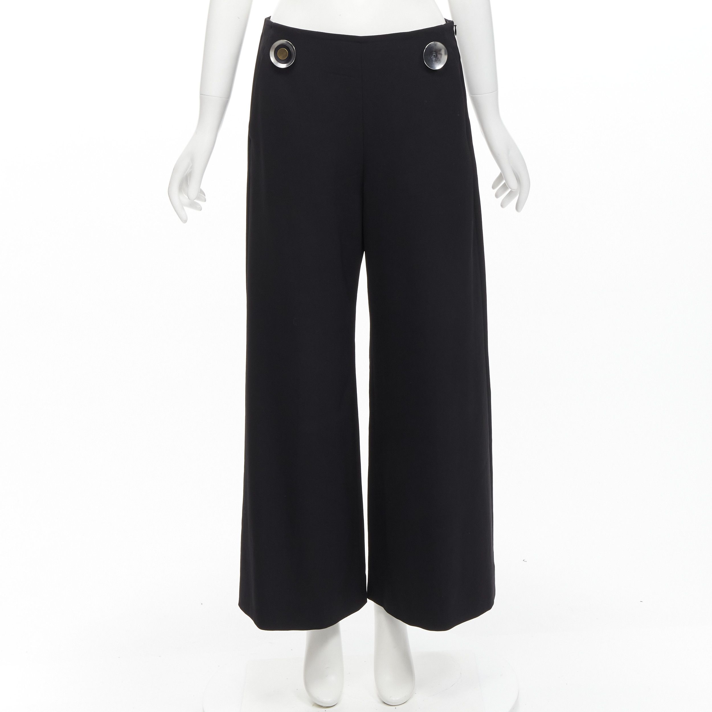 Stella McCartney STELLA MCCARTNEY 2015 wool black silver button embellished wide leg pants IT40 S Size 27" / US 4 / IT 40 - 11 Thumbnail