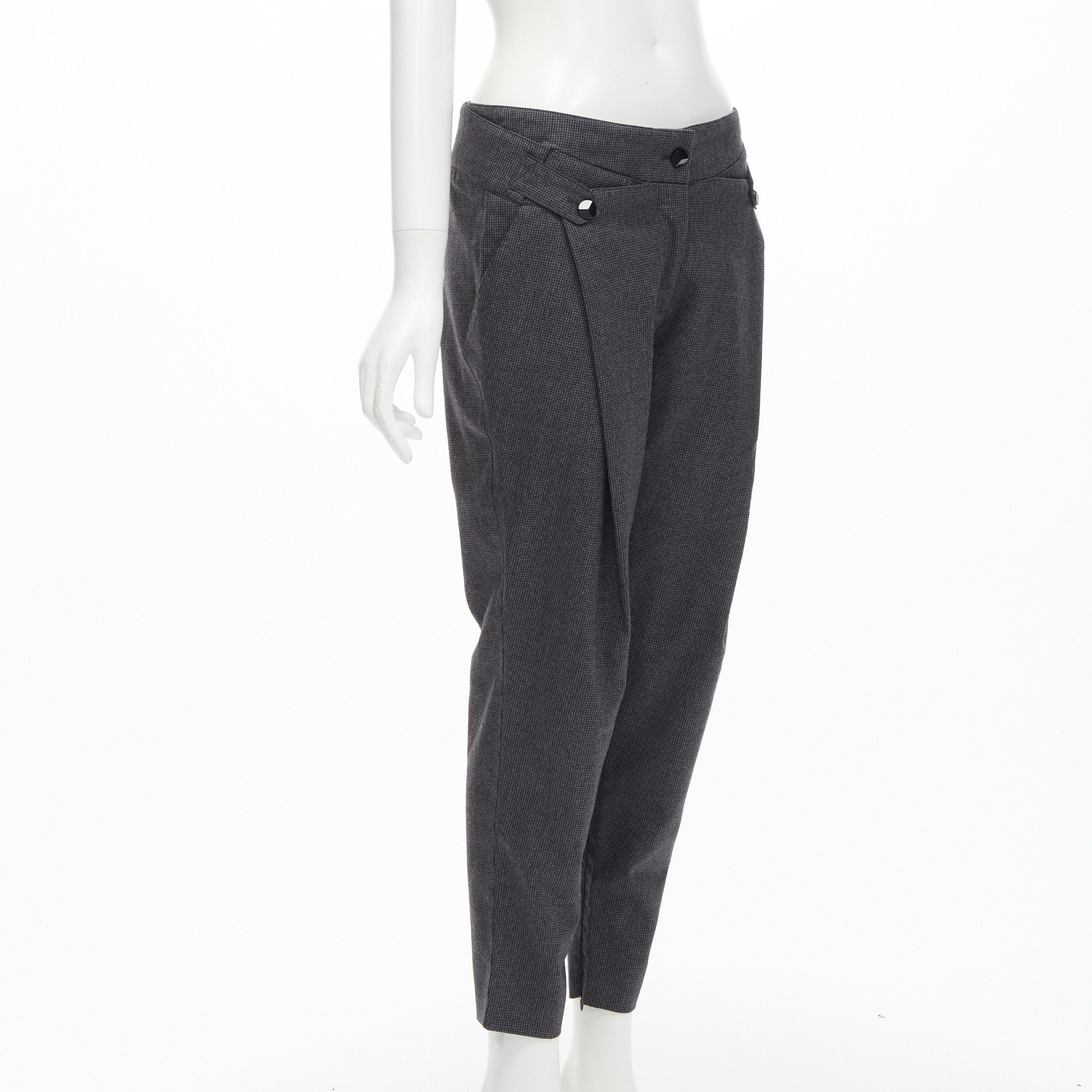 Stella McCartney STELLA MCCARTNEY 100% wool grey houndstooth structural pleat pants IT38 XS Size 26" / US 2 / IT 38 - 3 Thumbnail