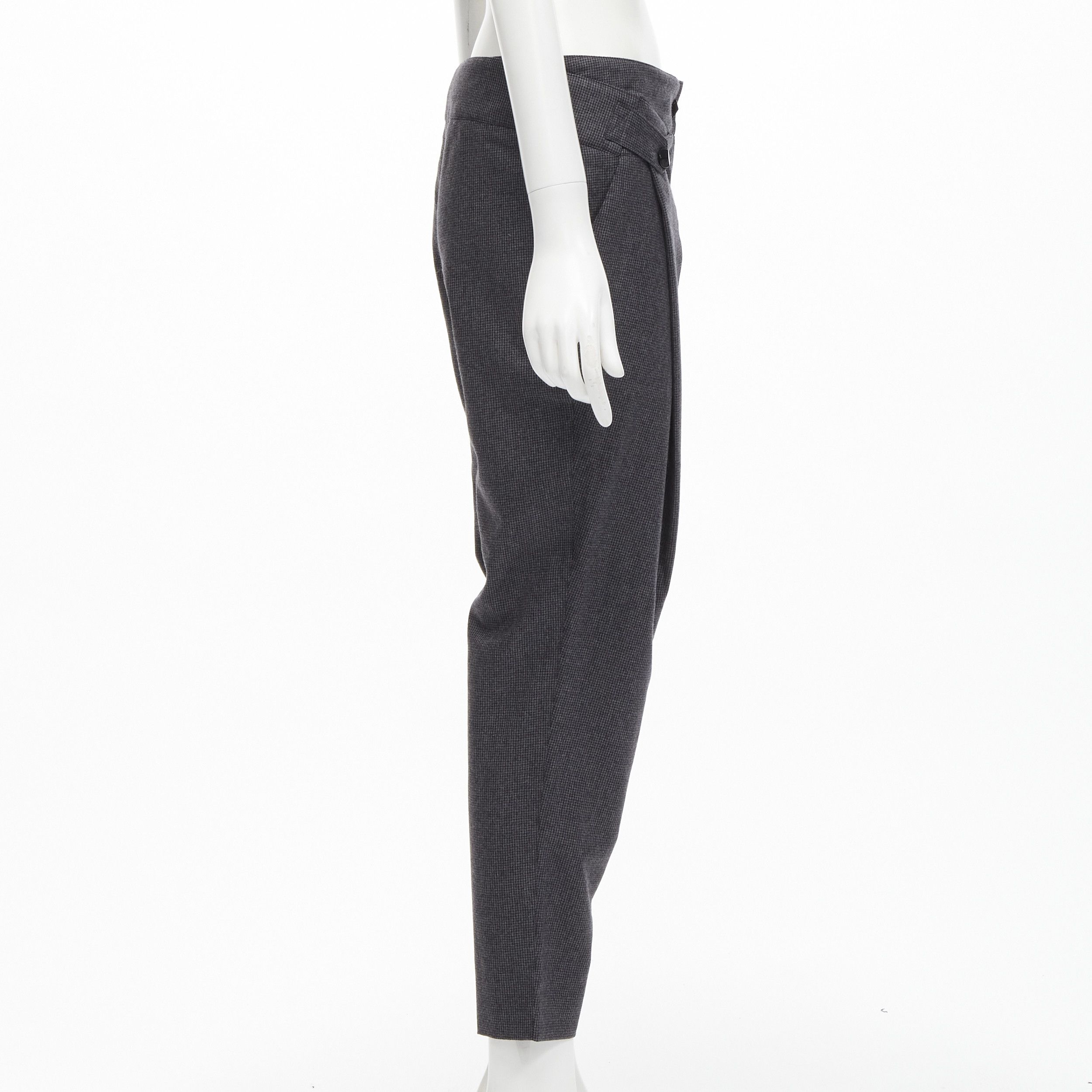 Stella McCartney STELLA MCCARTNEY 100% wool grey houndstooth structural pleat pants IT38 XS Size 26" / US 2 / IT 38 - 4 Thumbnail
