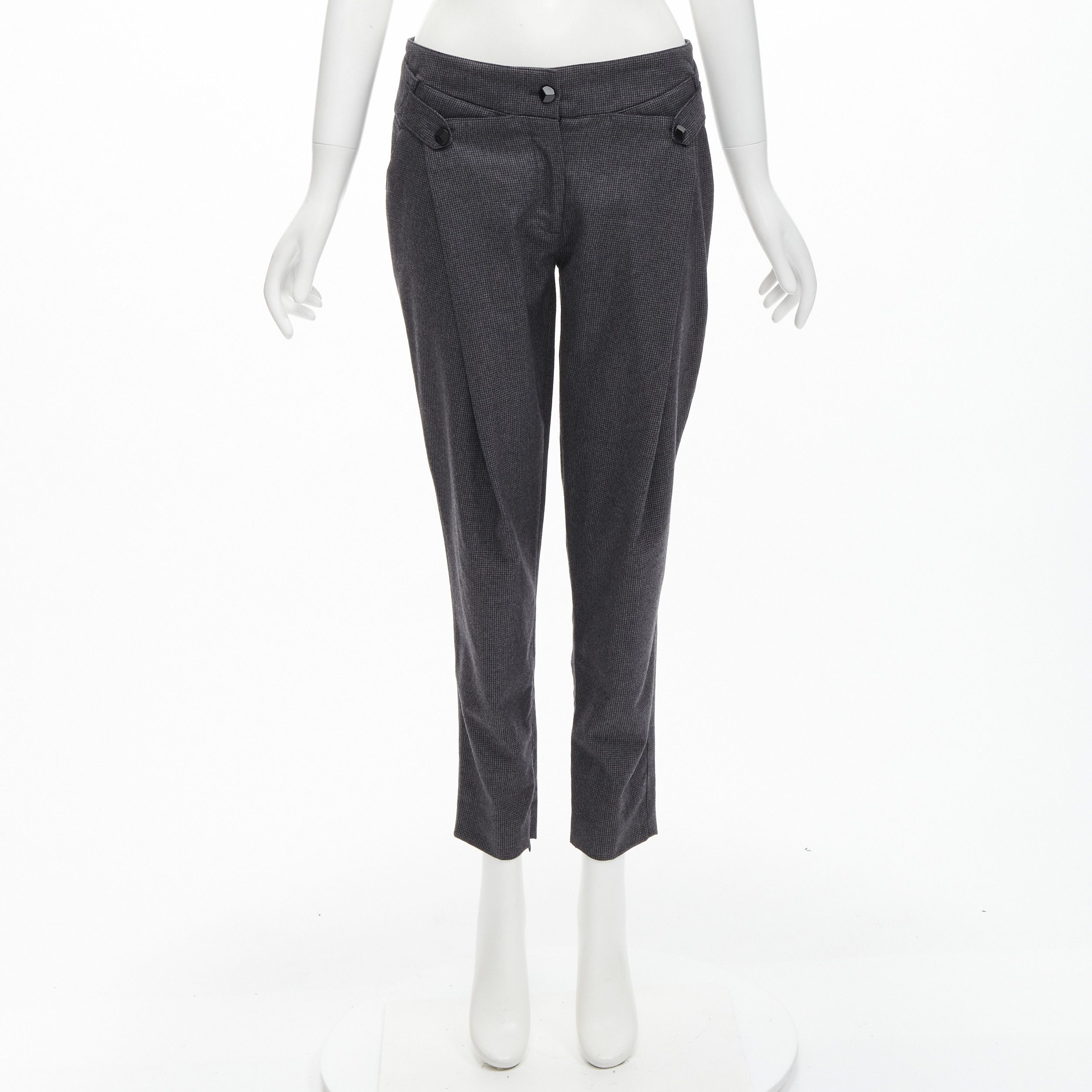 Stella McCartney STELLA MCCARTNEY 100% wool grey houndstooth structural pleat pants IT38 XS Size 26" / US 2 / IT 38 - 10 Thumbnail