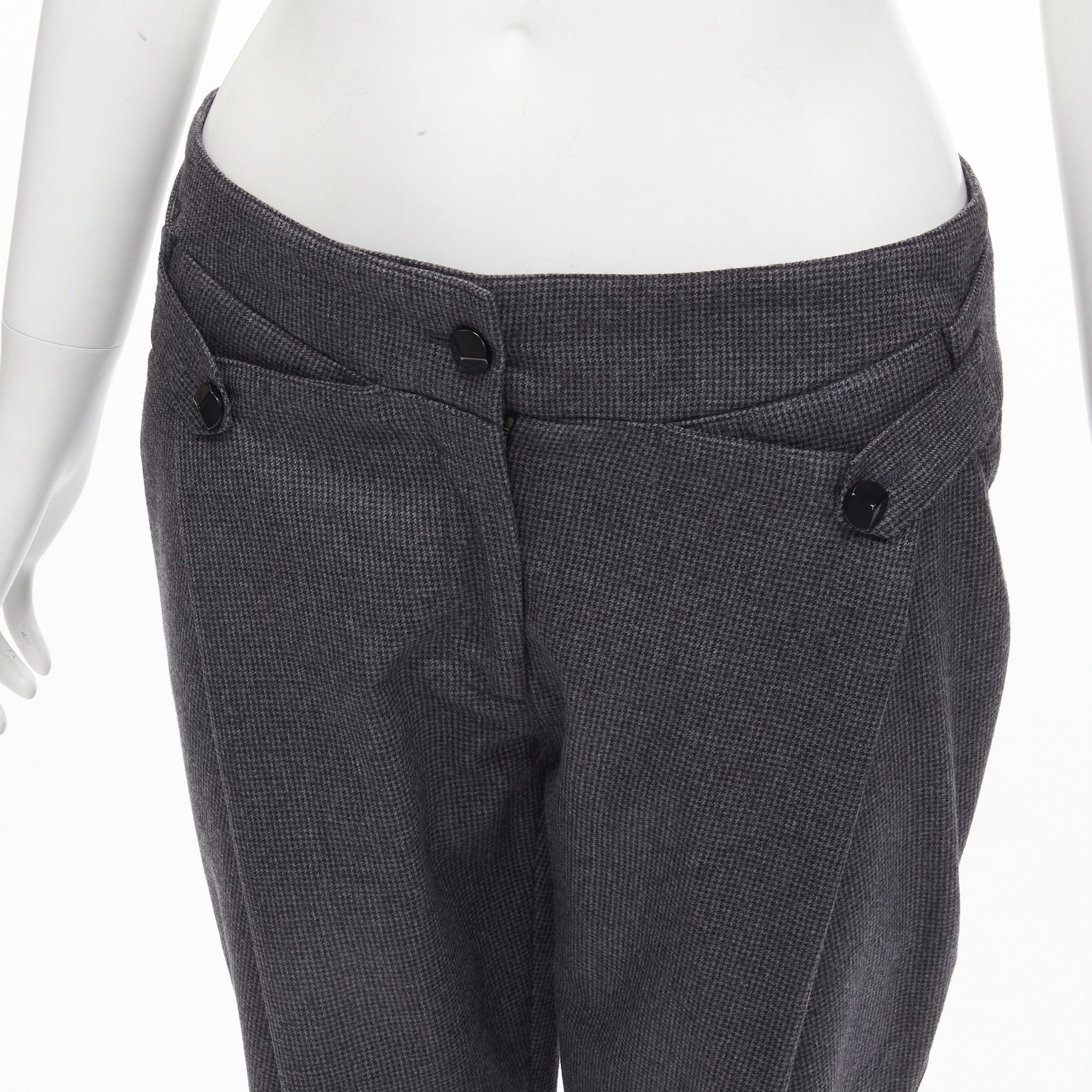 Stella McCartney STELLA MCCARTNEY 100% wool grey houndstooth structural pleat pants IT38 XS Size 26" / US 2 / IT 38 - 2 Thumbnail
