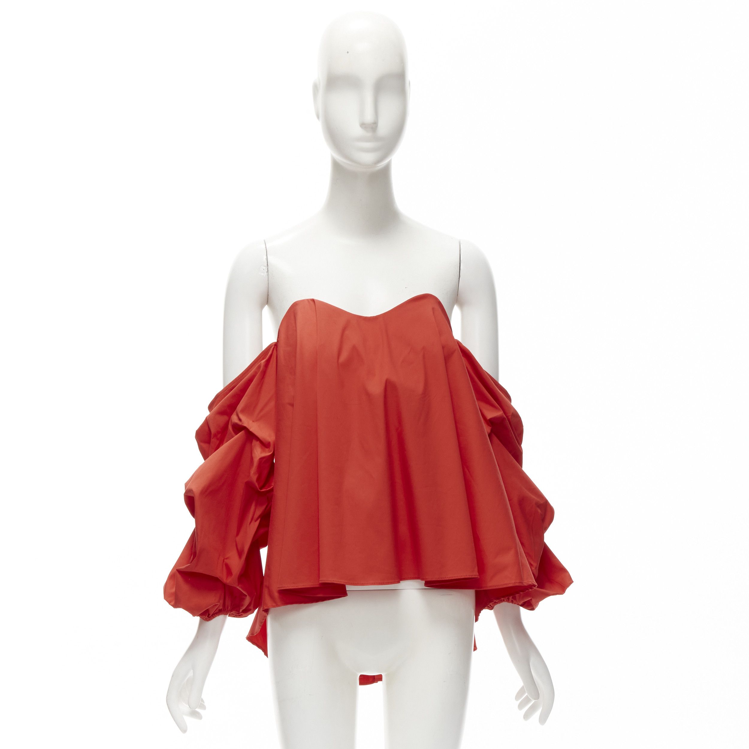 CAROLINE CONSTAS CAROLINE CONSTAS red strapless puff sleeves flared sweetheart corset top M Size M / US 6-8 / IT 42-44 - 10 Thumbnail