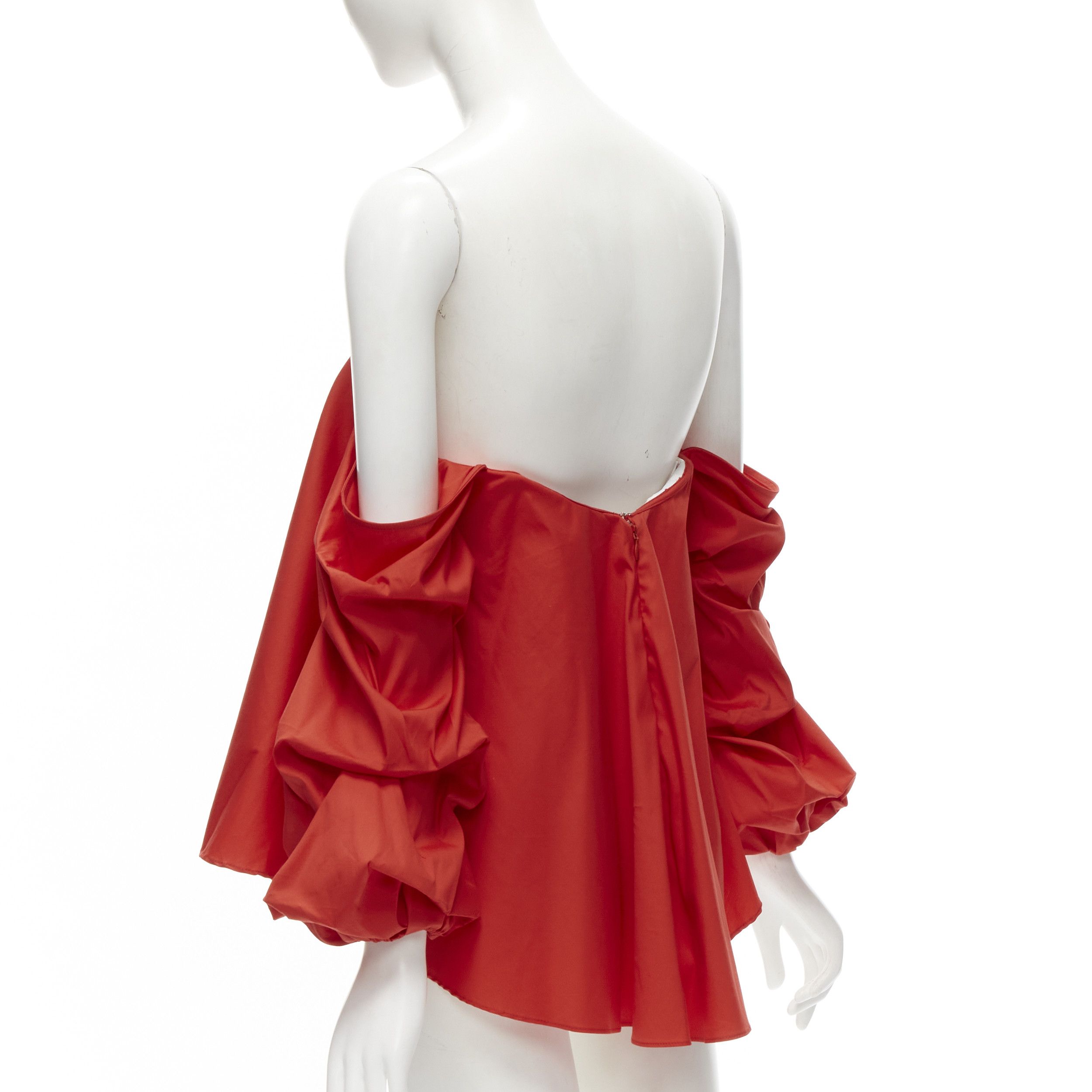 CAROLINE CONSTAS CAROLINE CONSTAS red strapless puff sleeves flared sweetheart corset top M Size M / US 6-8 / IT 42-44 - 6 Thumbnail