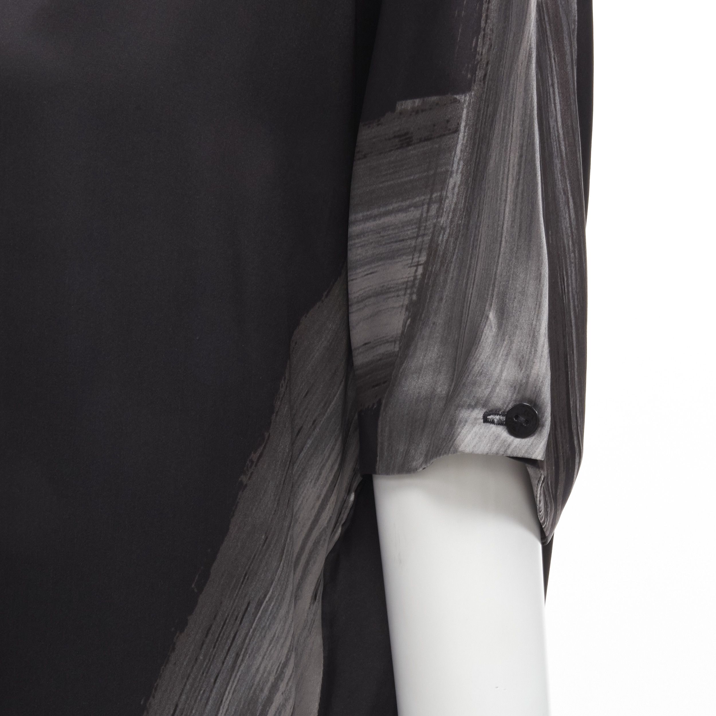 Stella McCartney STELLA MCCARTNEY 100% silk black grey brush stroke print bateau dress IT38 XS Size XS / US 0-2 / IT 36-38 - 8 Thumbnail