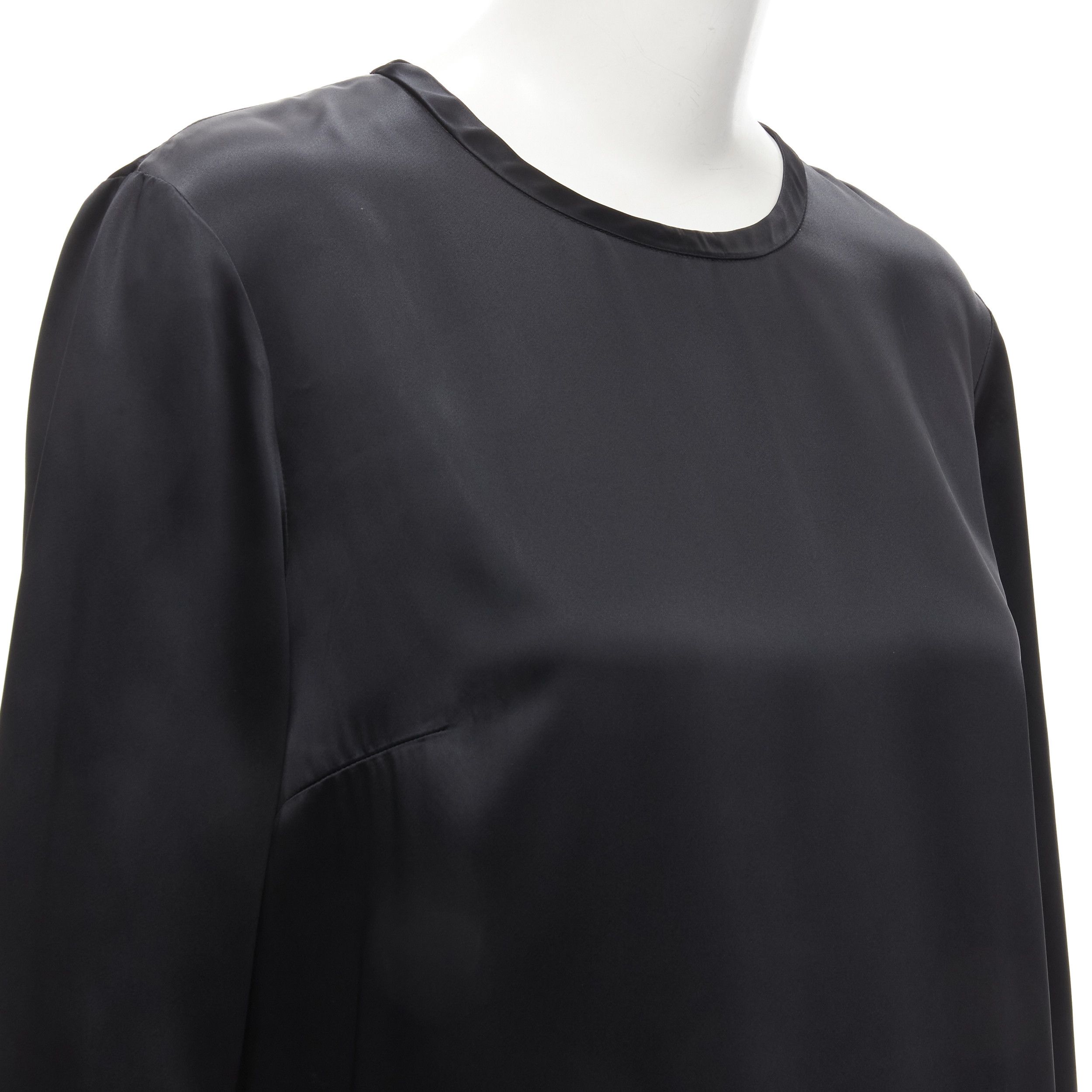 Alexander Wang ALEXANDER WANG black satin minimal classic crew neck 3/4 sleeves dress US6 M Size M / US 6-8 / IT 42-44 - 8 Thumbnail