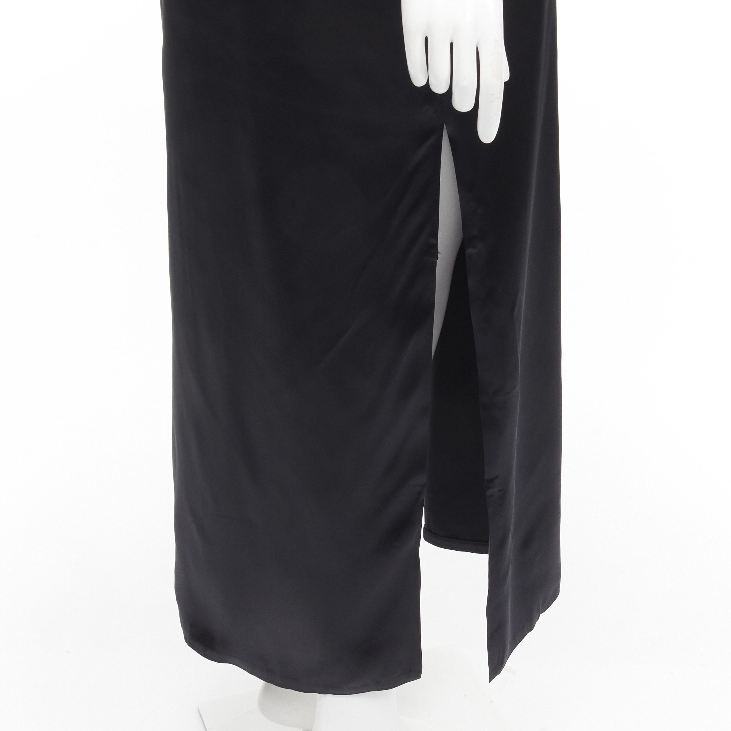 Alexander Wang ALEXANDER WANG black satin minimal classic crew neck 3/4 sleeves dress US6 M Size M / US 6-8 / IT 42-44 - 7 Thumbnail