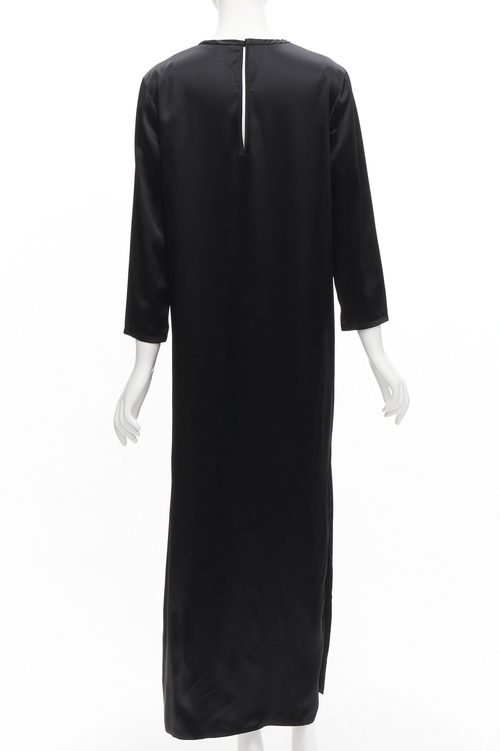 Alexander Wang ALEXANDER WANG black satin minimal classic crew neck 3/4 sleeves dress US6 M Size M / US 6-8 / IT 42-44 - 5 Thumbnail