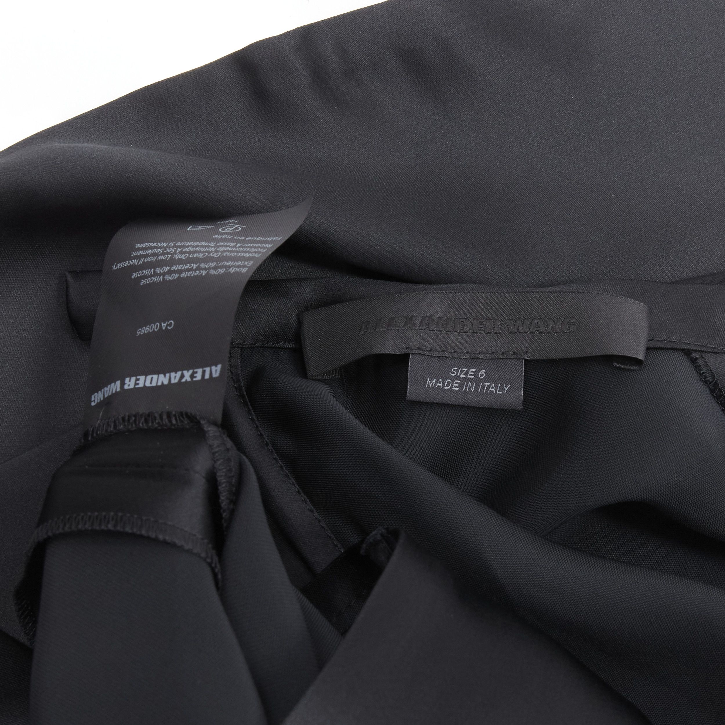 Alexander Wang ALEXANDER WANG black satin minimal classic crew neck 3/4 sleeves dress US6 M Size M / US 6-8 / IT 42-44 - 9 Thumbnail