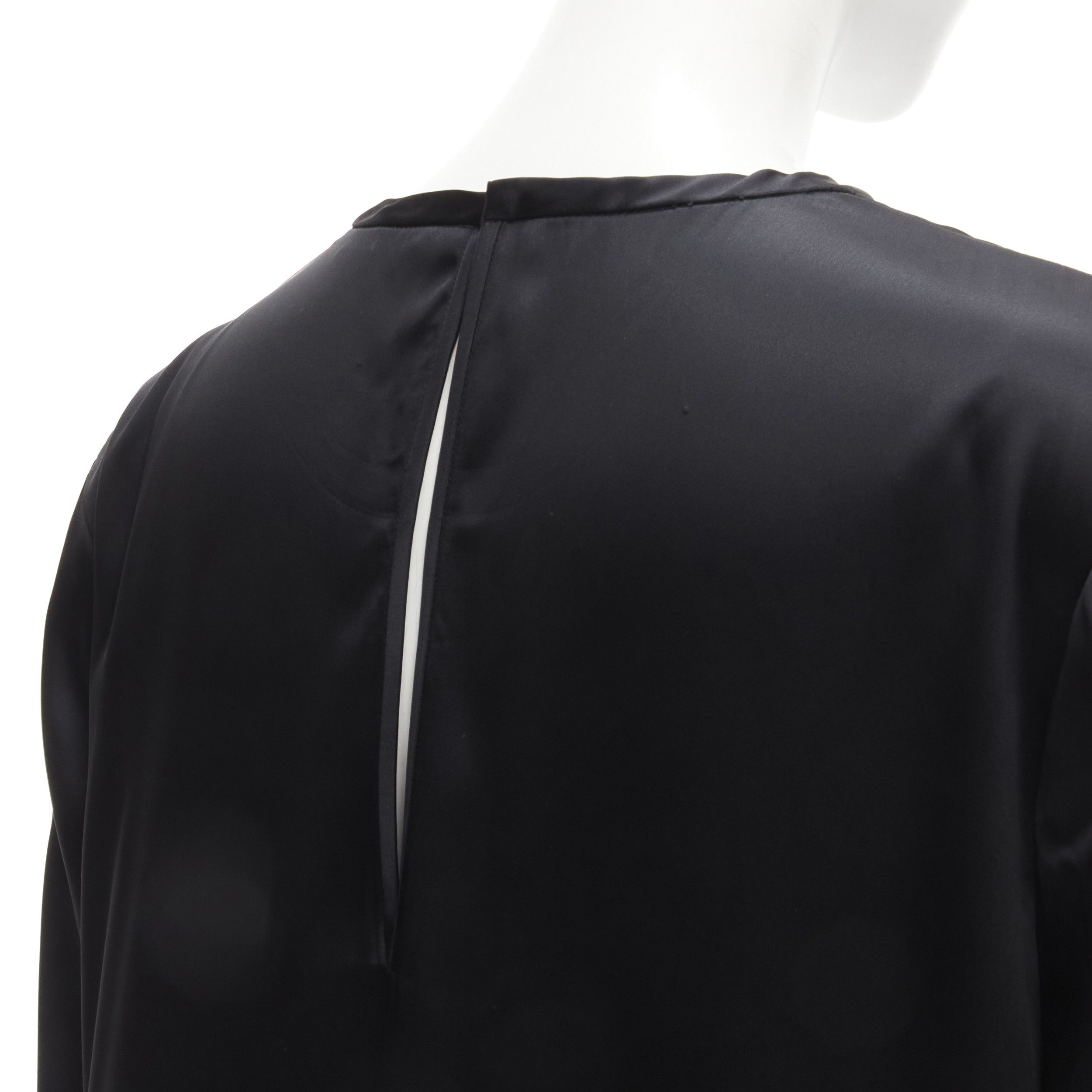 Alexander Wang ALEXANDER WANG black satin minimal classic crew neck 3/4 sleeves dress US6 M Size M / US 6-8 / IT 42-44 - 2 Thumbnail