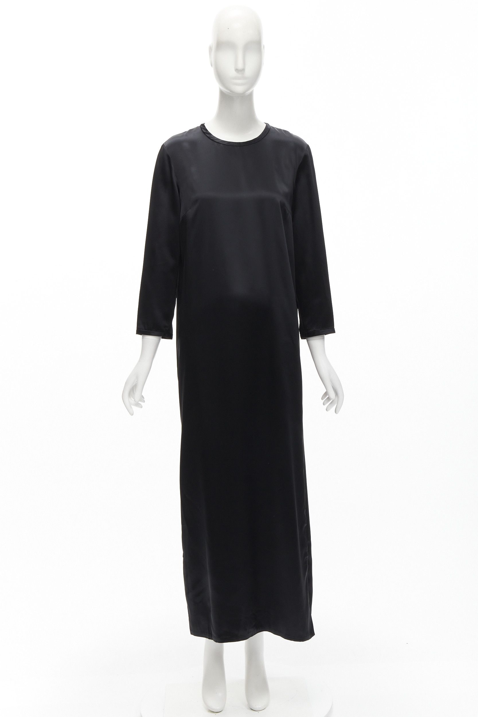 Alexander Wang ALEXANDER WANG black satin minimal classic crew neck 3/4 sleeves dress US6 M Size M / US 6-8 / IT 42-44 - 10 Thumbnail
