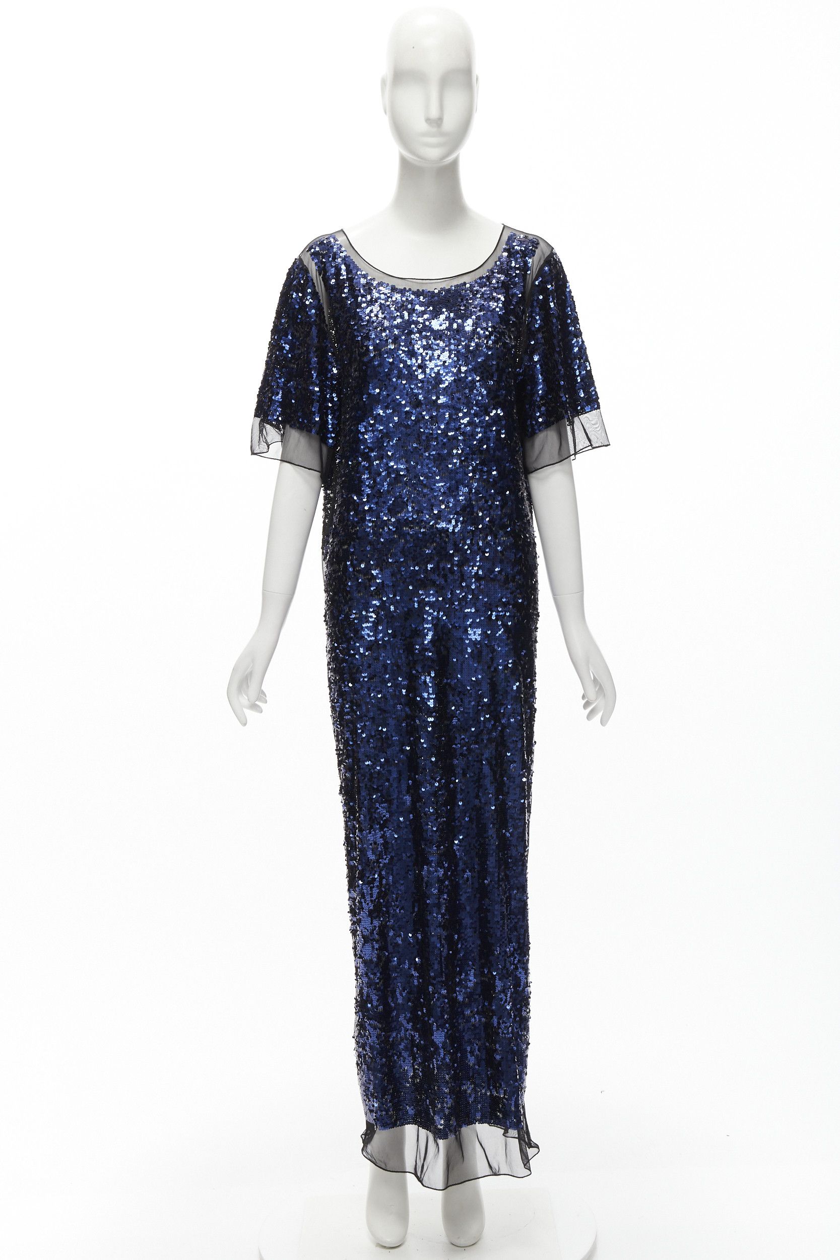 By Malene Birger BY MALENE BIRGER blue sequins overlay black sheer evening gown dress M Size M / US 6-8 / IT 42-44 - 10 Thumbnail