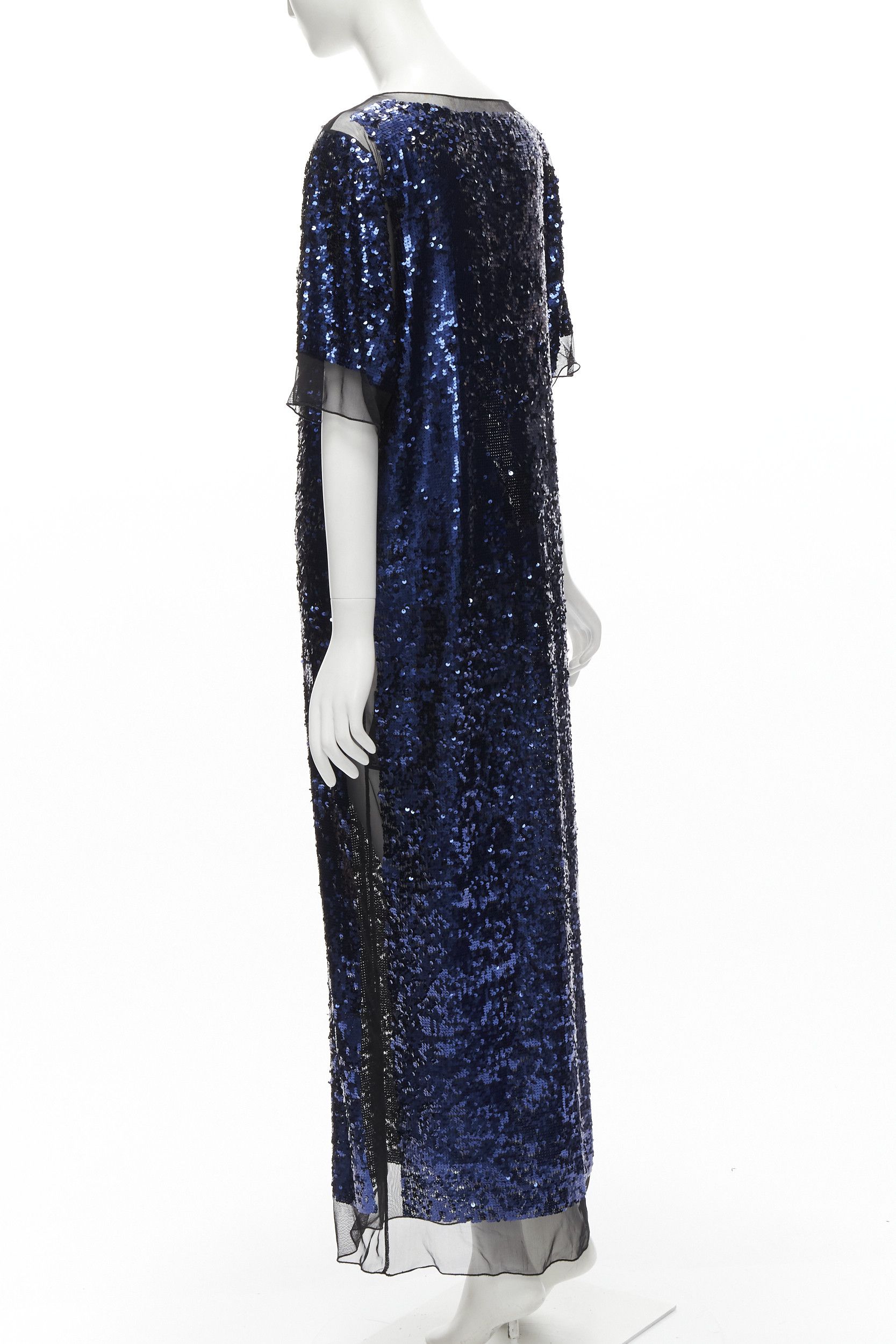 By Malene Birger BY MALENE BIRGER blue sequins overlay black sheer evening gown dress M Size M / US 6-8 / IT 42-44 - 6 Thumbnail