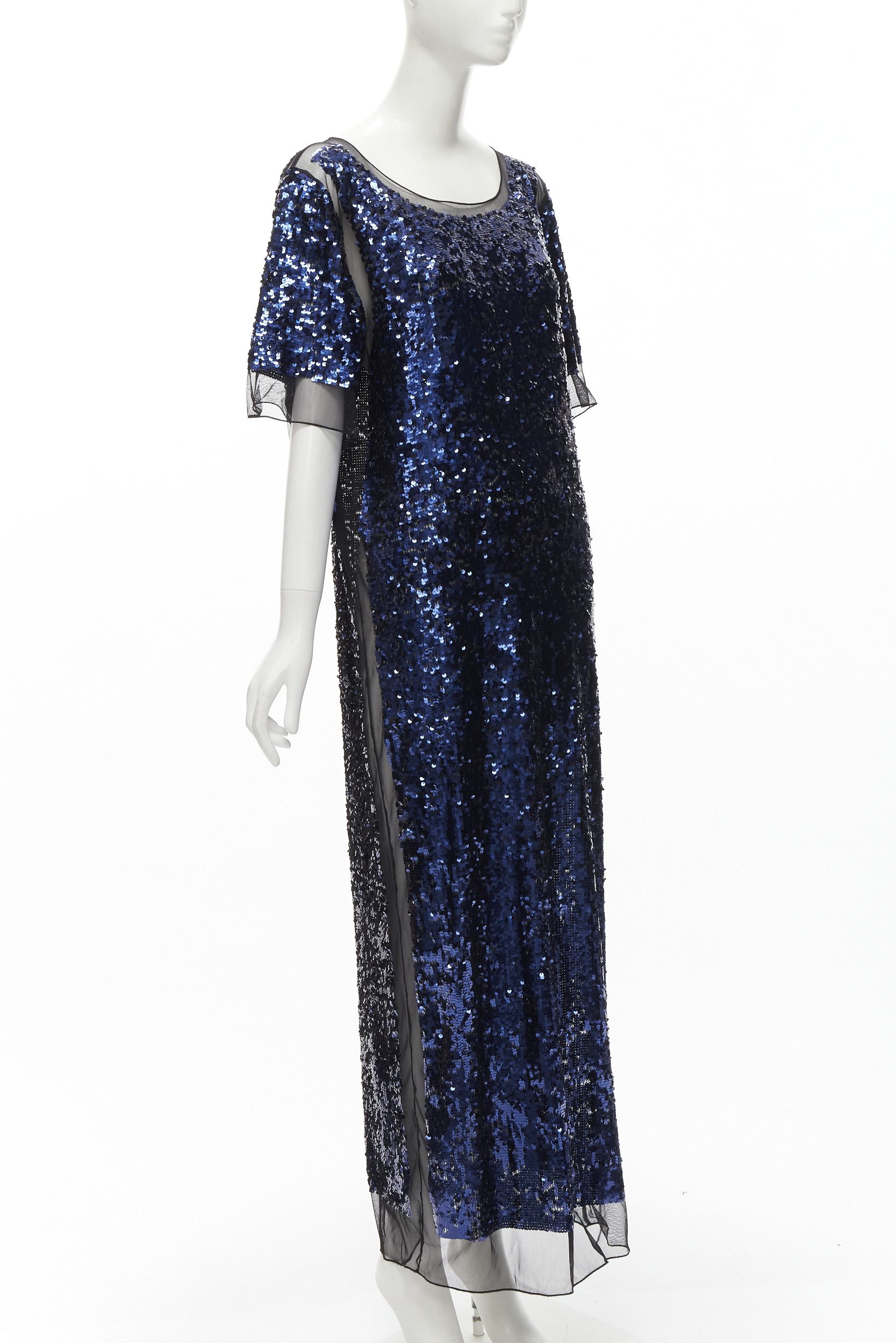 By Malene Birger BY MALENE BIRGER blue sequins overlay black sheer evening gown dress M Size M / US 6-8 / IT 42-44 - 3 Thumbnail