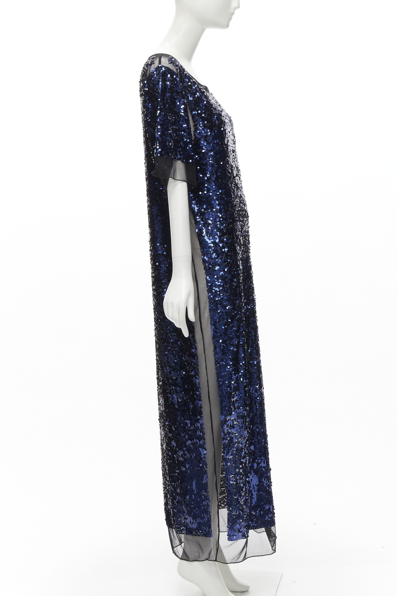 By Malene Birger BY MALENE BIRGER blue sequins overlay black sheer evening gown dress M Size M / US 6-8 / IT 42-44 - 4 Thumbnail