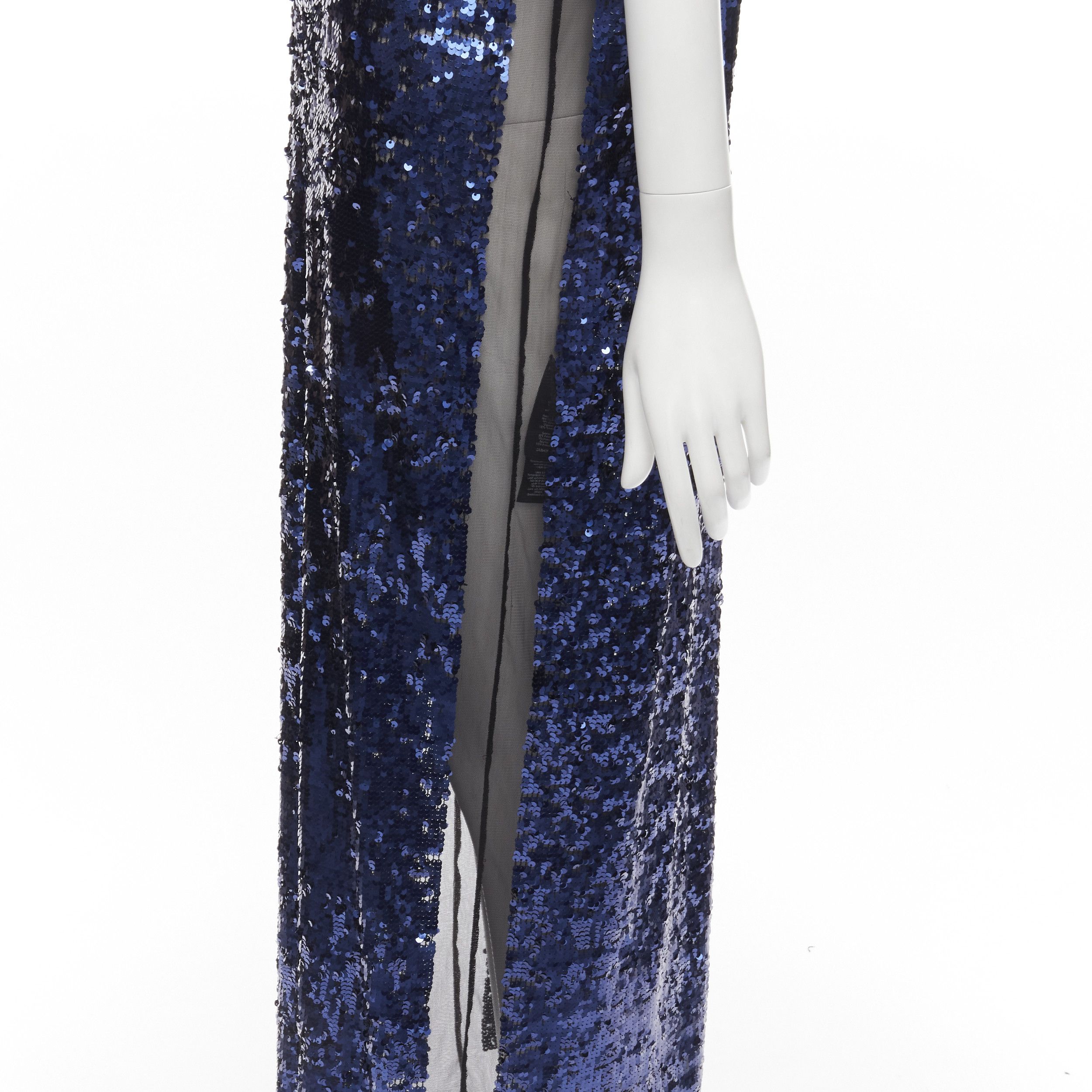 By Malene Birger BY MALENE BIRGER blue sequins overlay black sheer evening gown dress M Size M / US 6-8 / IT 42-44 - 8 Thumbnail