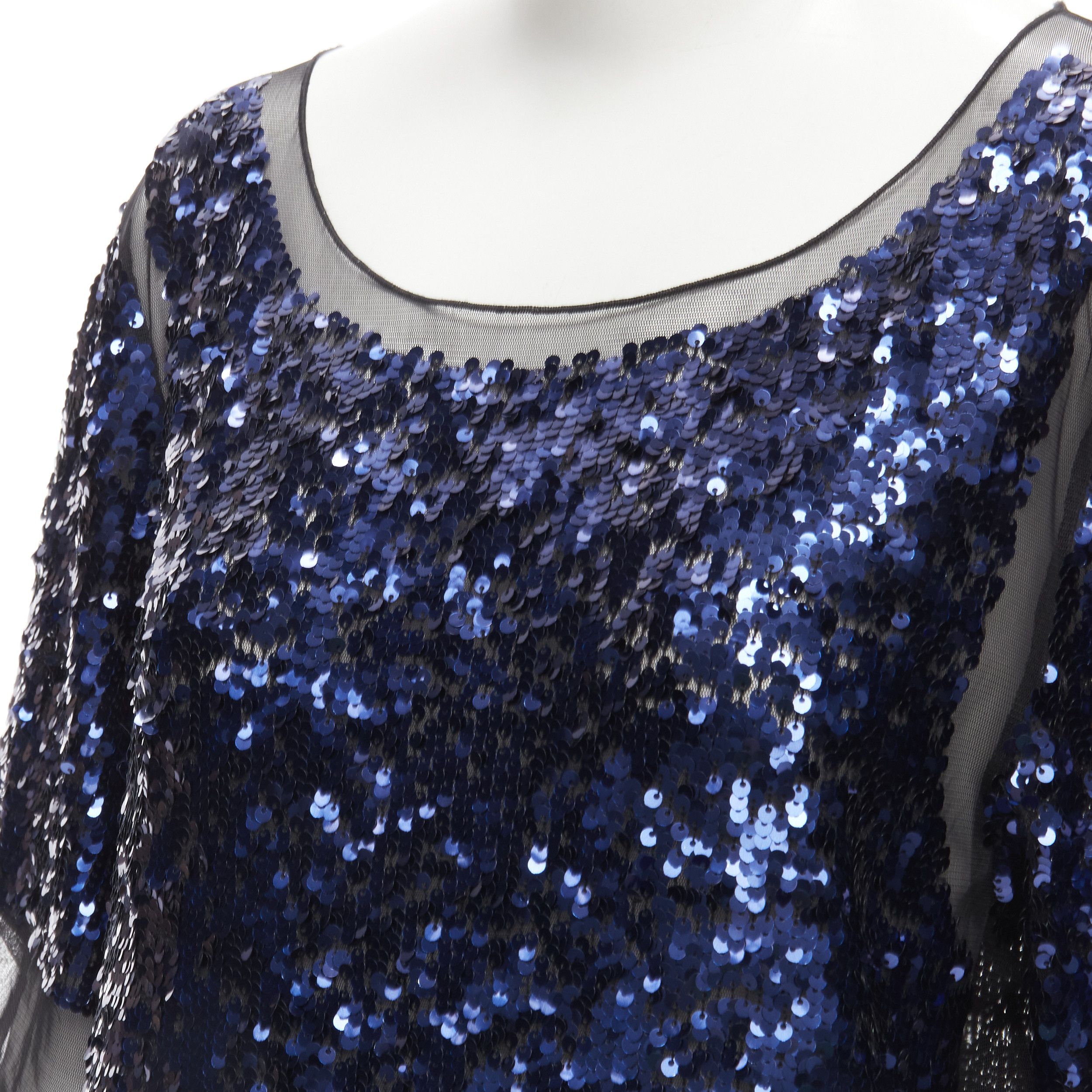 By Malene Birger BY MALENE BIRGER blue sequins overlay black sheer evening gown dress M Size M / US 6-8 / IT 42-44 - 7 Thumbnail