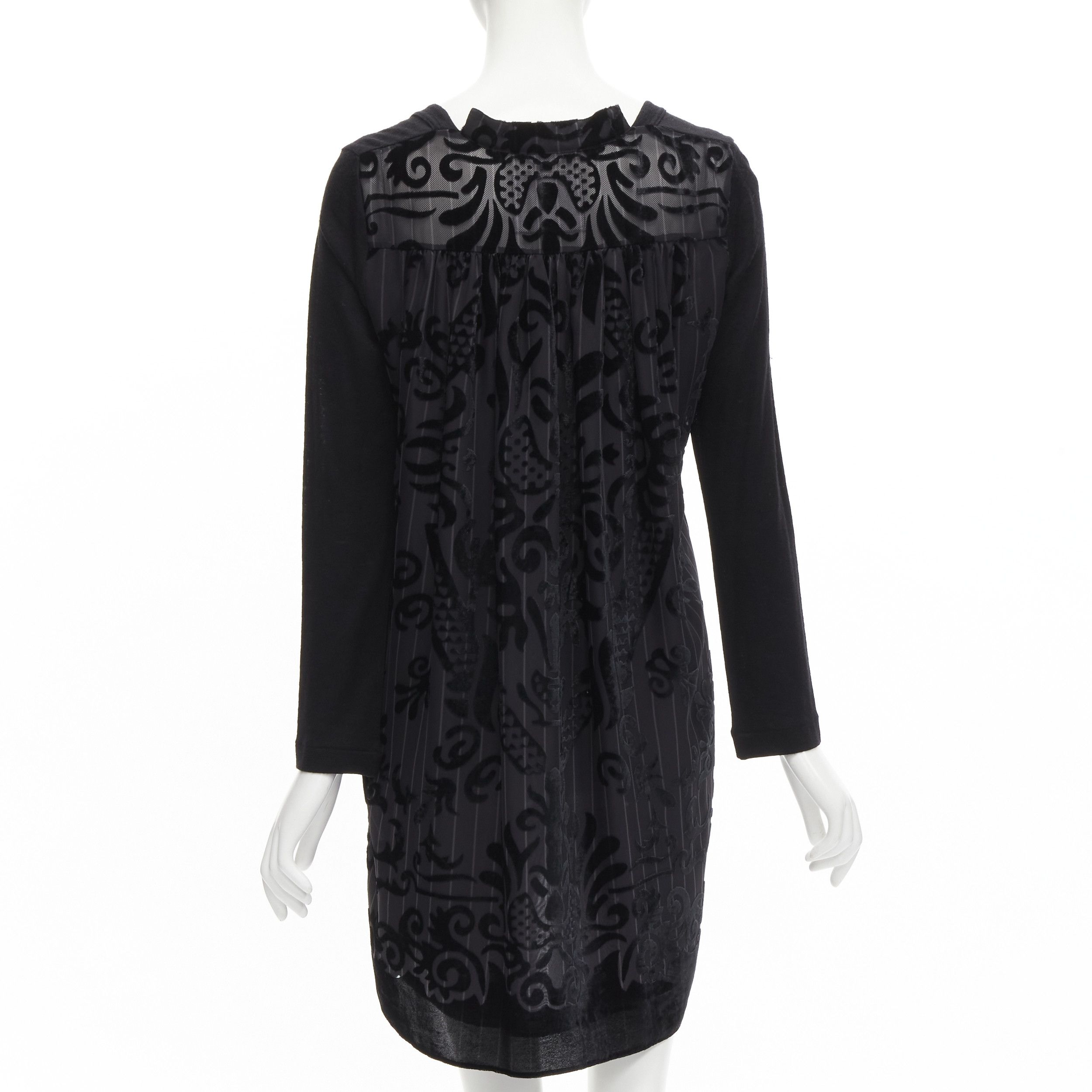 Sacai SACAI 2014 black 100% wool velvet devore striped sheer sweater dress JP2 M Size M / US 6-8 / IT 42-44 - 5 Thumbnail