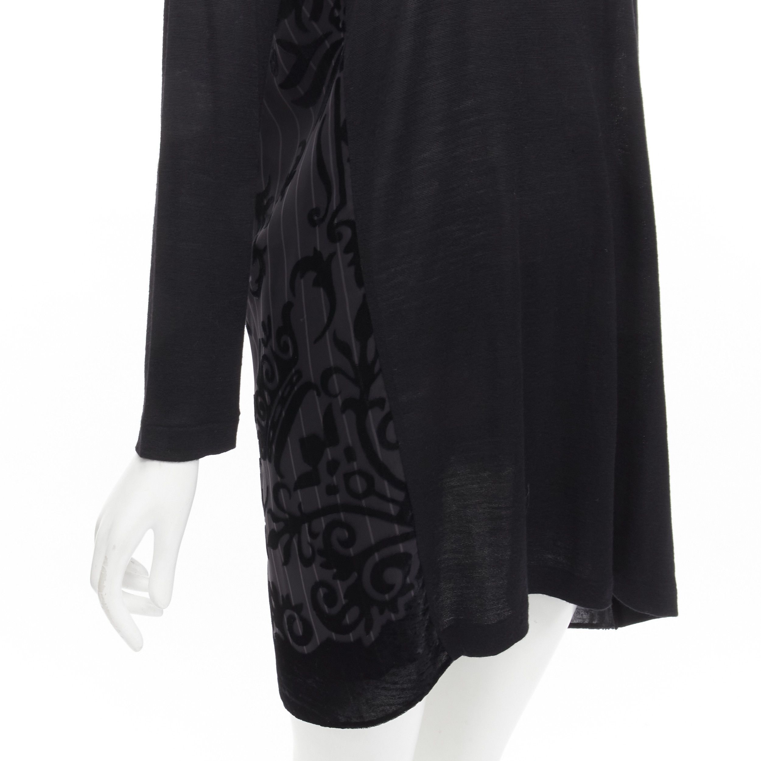 Sacai SACAI 2014 black 100% wool velvet devore striped sheer sweater dress JP2 M Size M / US 6-8 / IT 42-44 - 8 Thumbnail