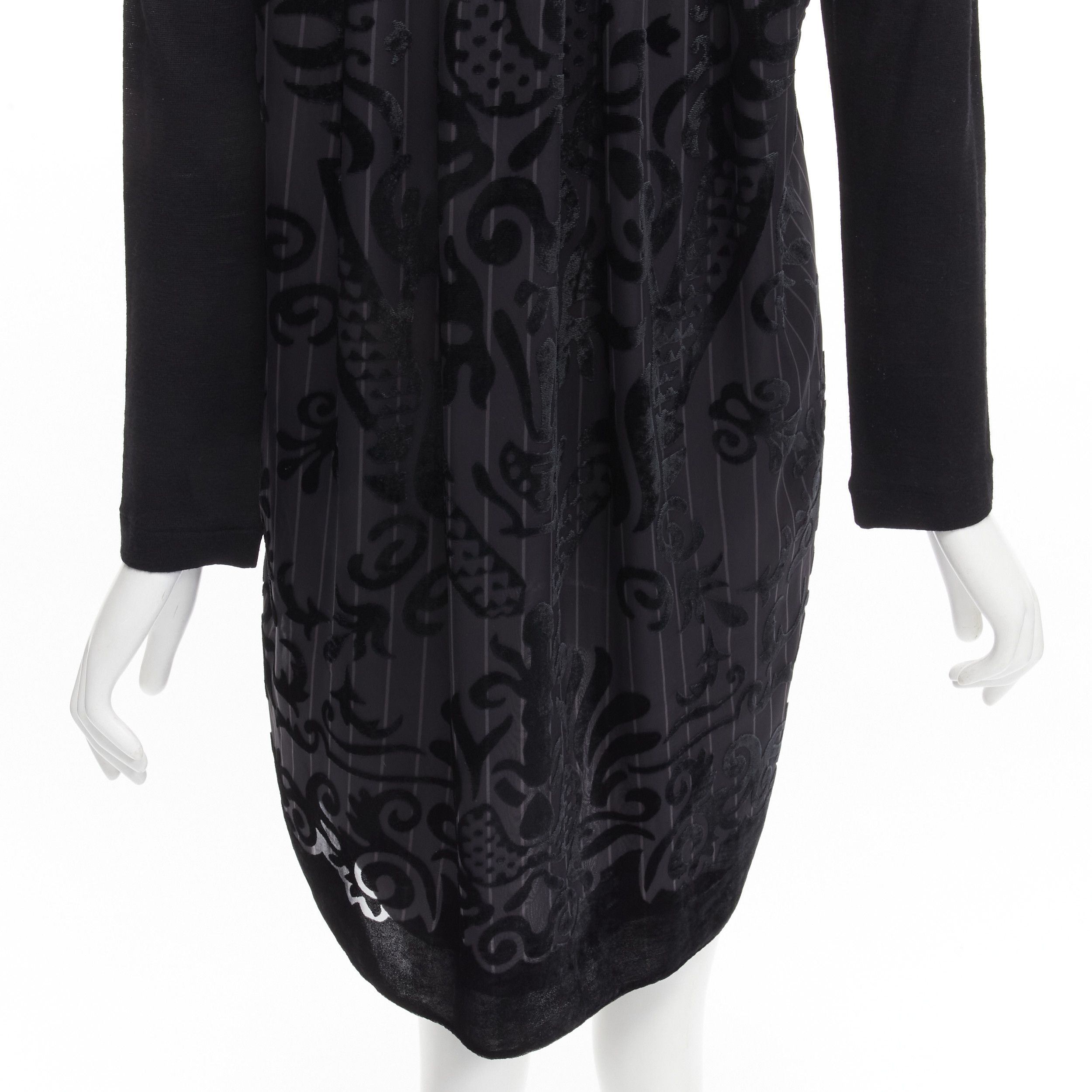 Sacai SACAI 2014 black 100% wool velvet devore striped sheer sweater dress JP2 M Size M / US 6-8 / IT 42-44 - 7 Thumbnail