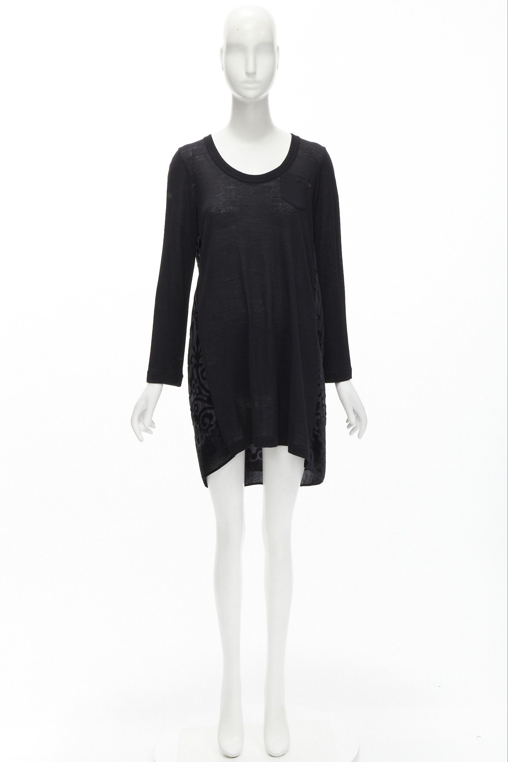 Sacai SACAI 2014 black 100% wool velvet devore striped sheer sweater dress JP2 M Size M / US 6-8 / IT 42-44 - 10 Thumbnail