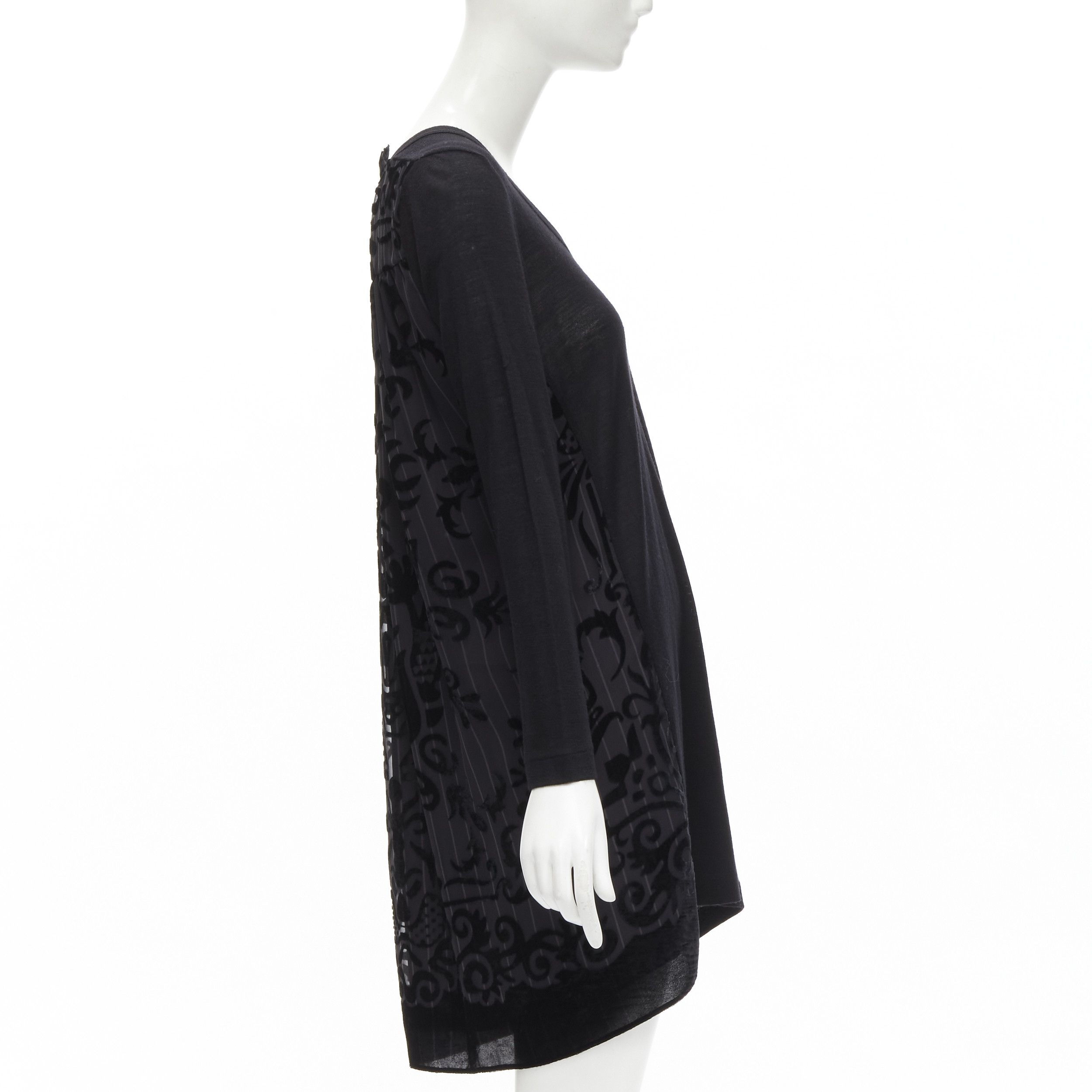 Sacai SACAI 2014 black 100% wool velvet devore striped sheer sweater dress JP2 M Size M / US 6-8 / IT 42-44 - 4 Thumbnail