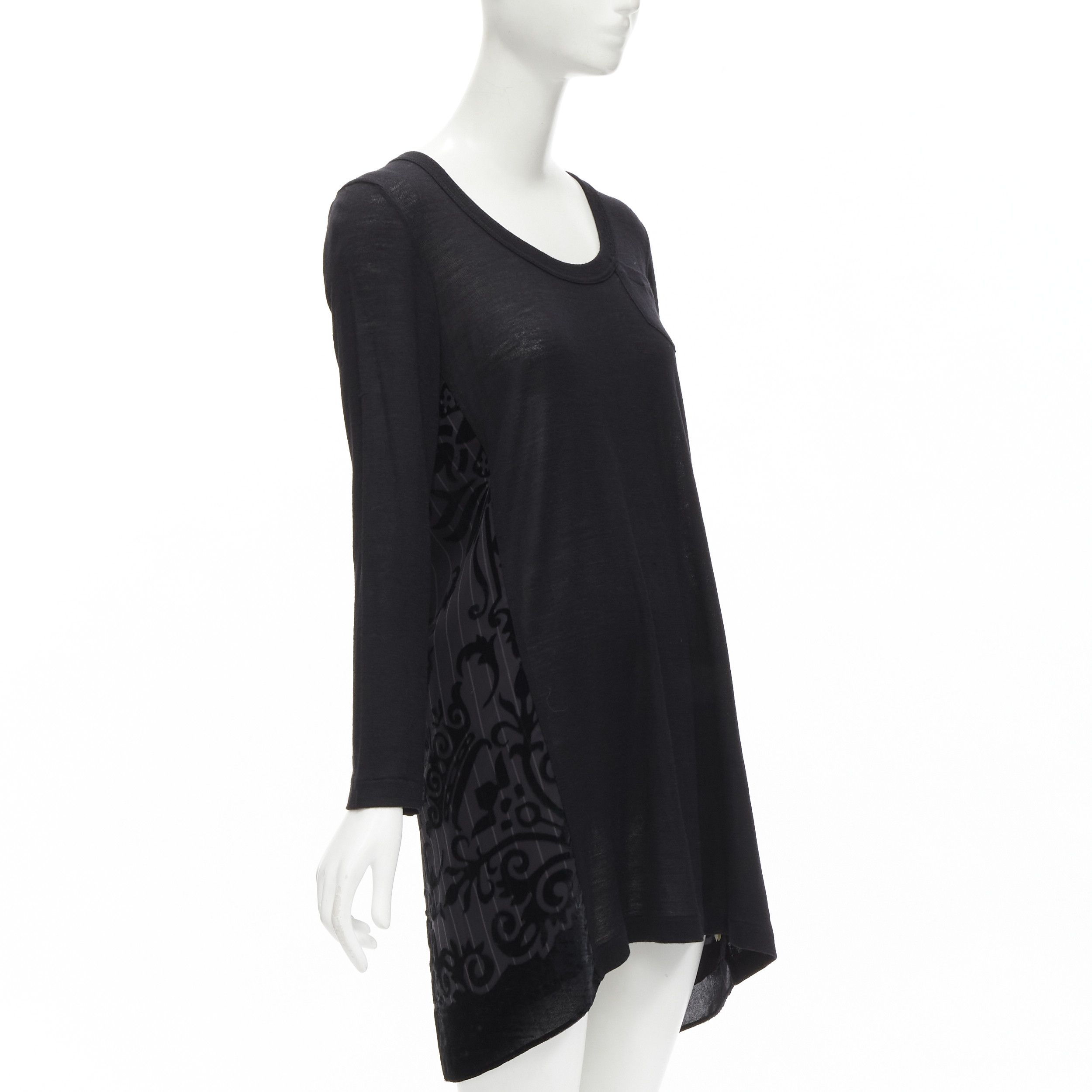 Sacai SACAI 2014 black 100% wool velvet devore striped sheer sweater dress JP2 M Size M / US 6-8 / IT 42-44 - 3 Thumbnail