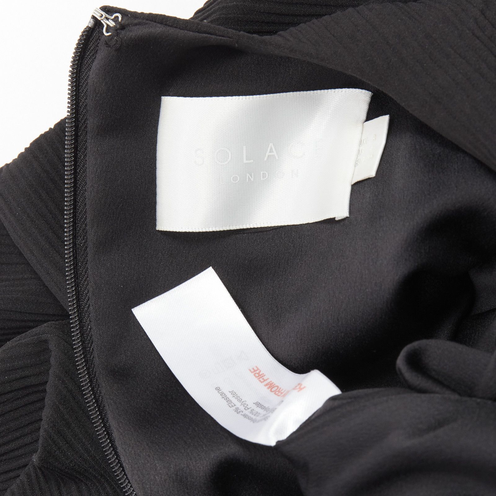 Solace London SOLACE LONDON Lulu black structural contrasting pleat satin hem boxy dress UK8 S Size S / US 4 / IT 40 - 9 Thumbnail