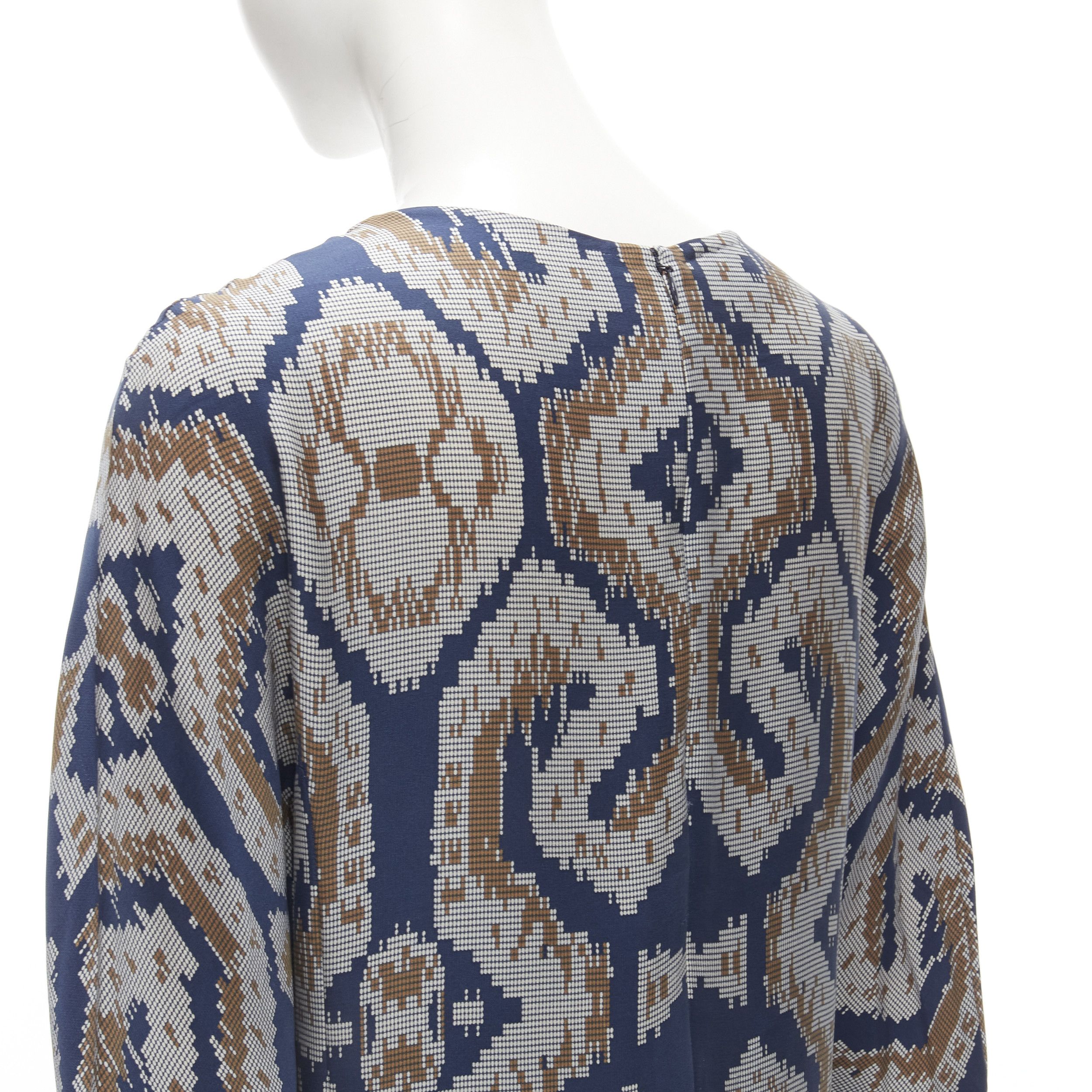 By Malene Birger BY MALENE BIRGER blue grey ethnic round crew neck midi dress FR36 S Size S / US 4 / IT 40 - 8 Thumbnail