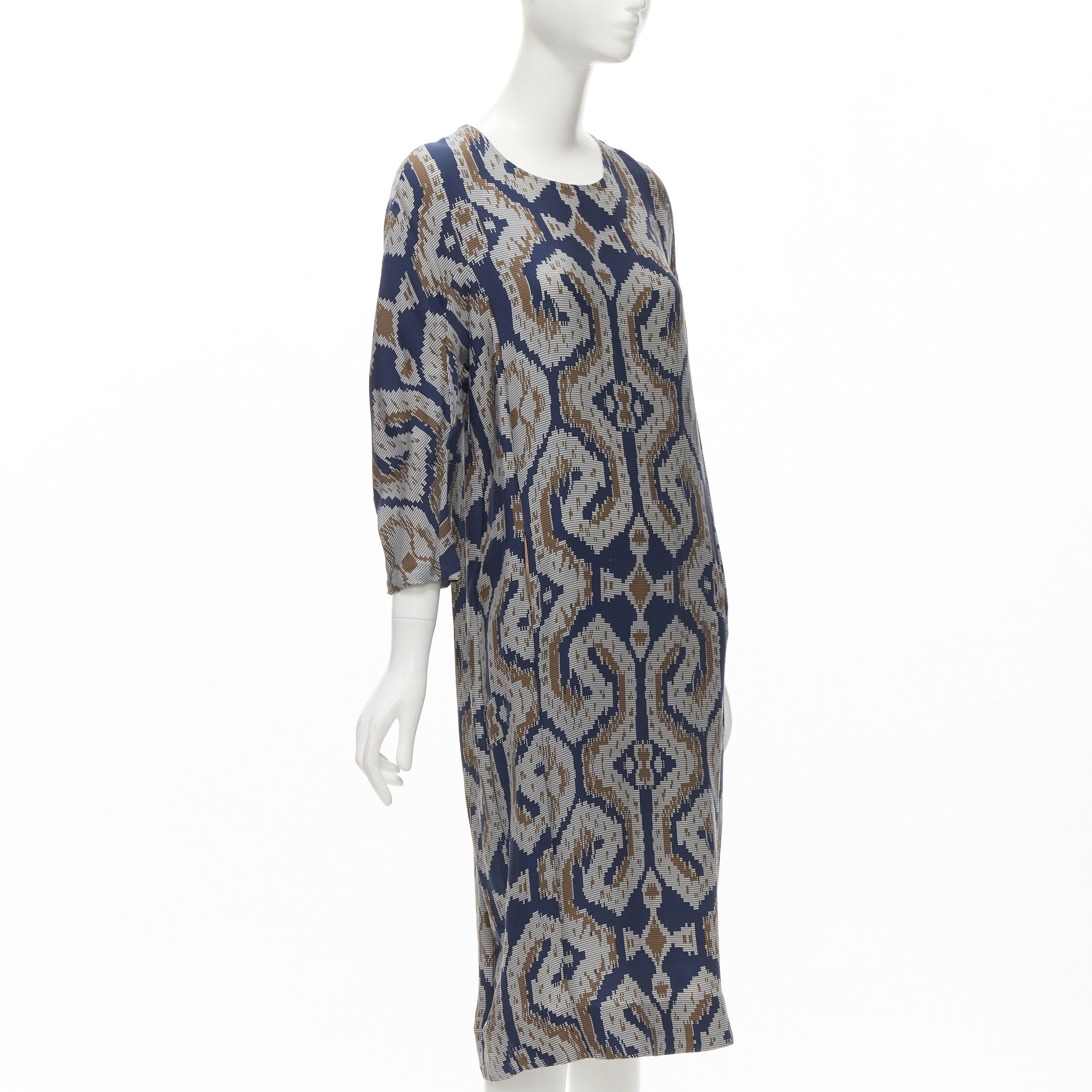 By Malene Birger BY MALENE BIRGER blue grey ethnic round crew neck midi dress FR36 S Size S / US 4 / IT 40 - 3 Thumbnail