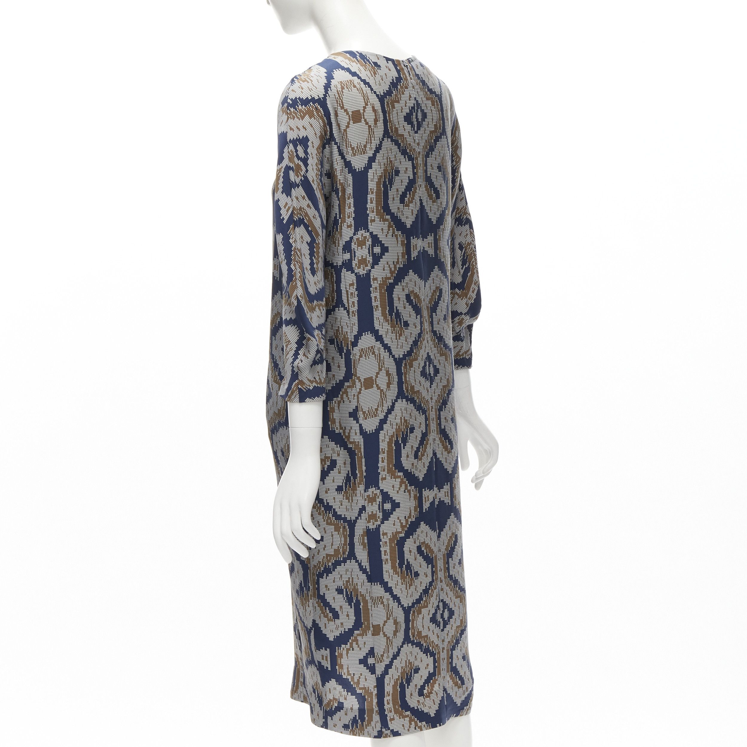 By Malene Birger BY MALENE BIRGER blue grey ethnic round crew neck midi dress FR36 S Size S / US 4 / IT 40 - 6 Thumbnail