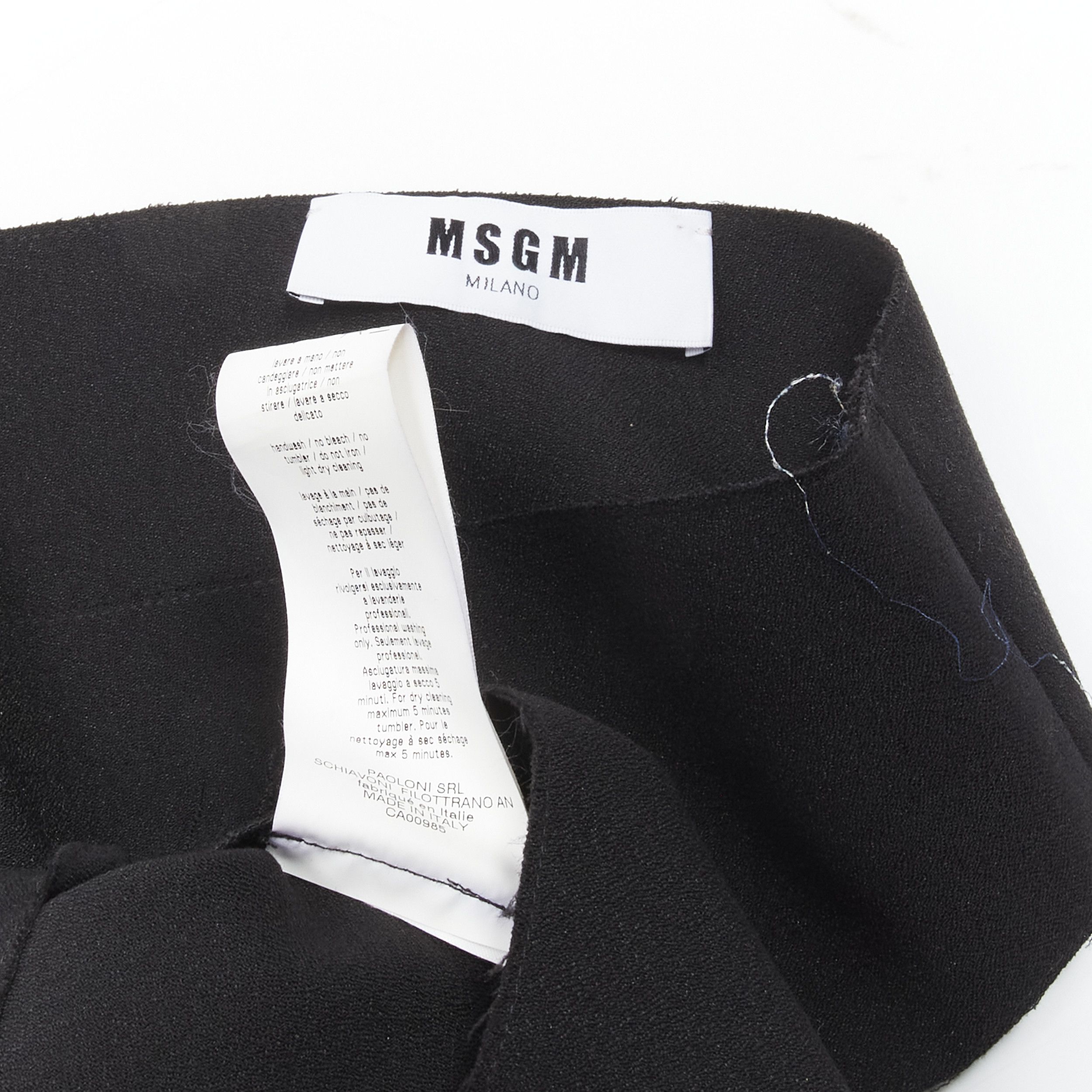 MSGM MSGM black structured ruffles V neck logo zip mini dress IT40 S Size S / US 4 / IT 40 - 9 Thumbnail