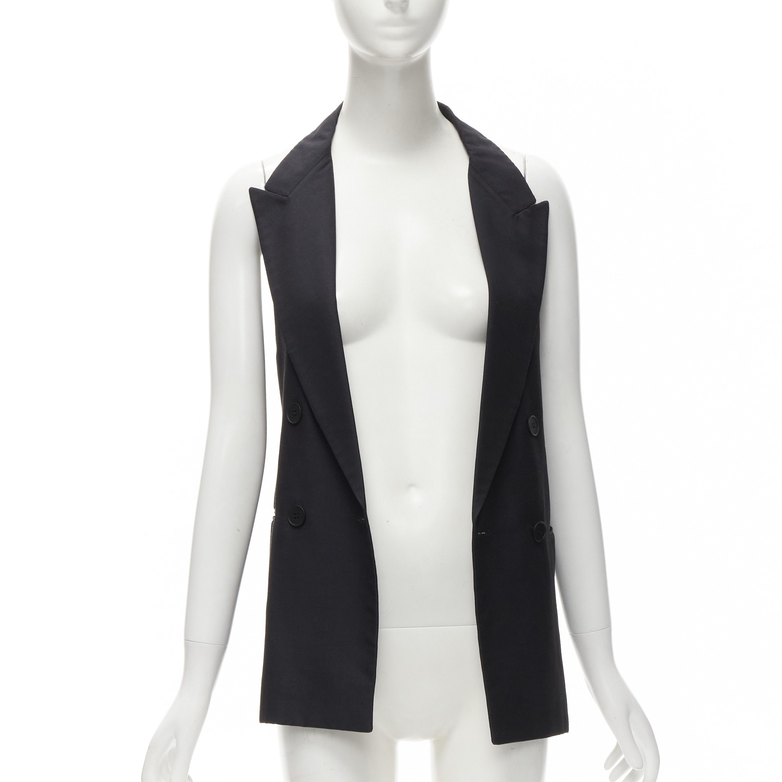Stella McCartney STELLA MCCARTNEY 100% silk black double breasted halter neck tux top IT36 XXS Size XS / US 0-2 / IT 36-38 - 3 Thumbnail