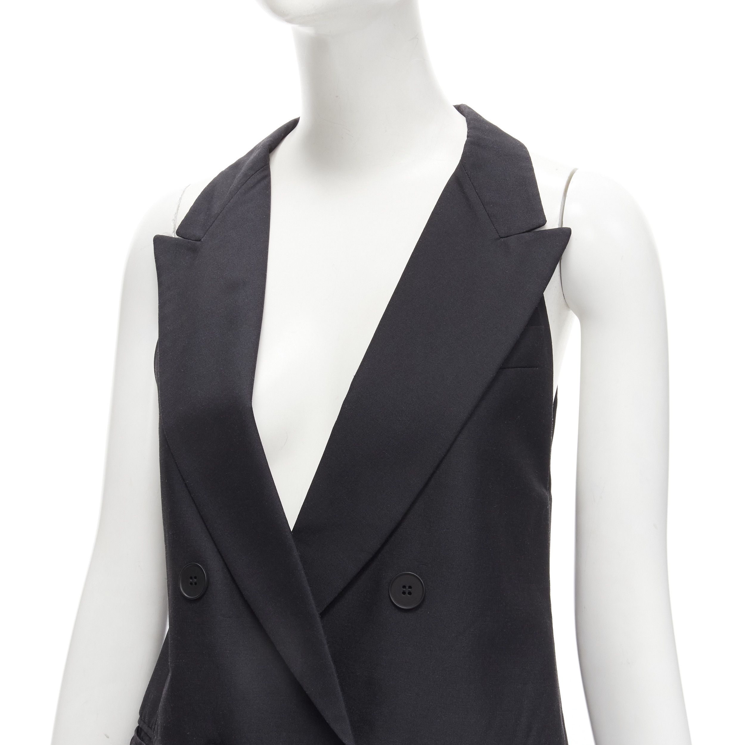 Stella McCartney STELLA MCCARTNEY 100% silk black double breasted halter neck tux top IT36 XXS Size XS / US 0-2 / IT 36-38 - 2 Thumbnail