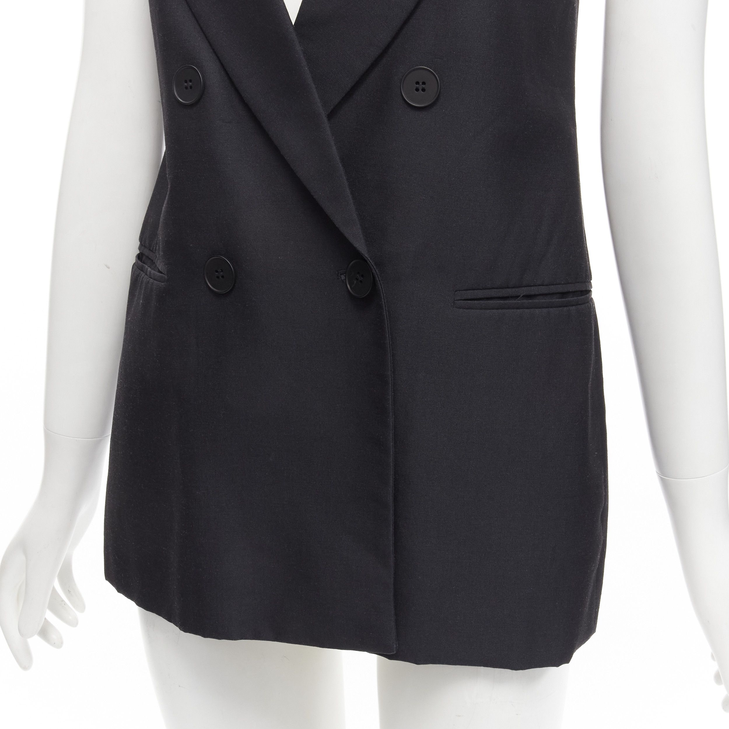 Stella McCartney STELLA MCCARTNEY 100% silk black double breasted halter neck tux top IT36 XXS Size XS / US 0-2 / IT 36-38 - 8 Thumbnail