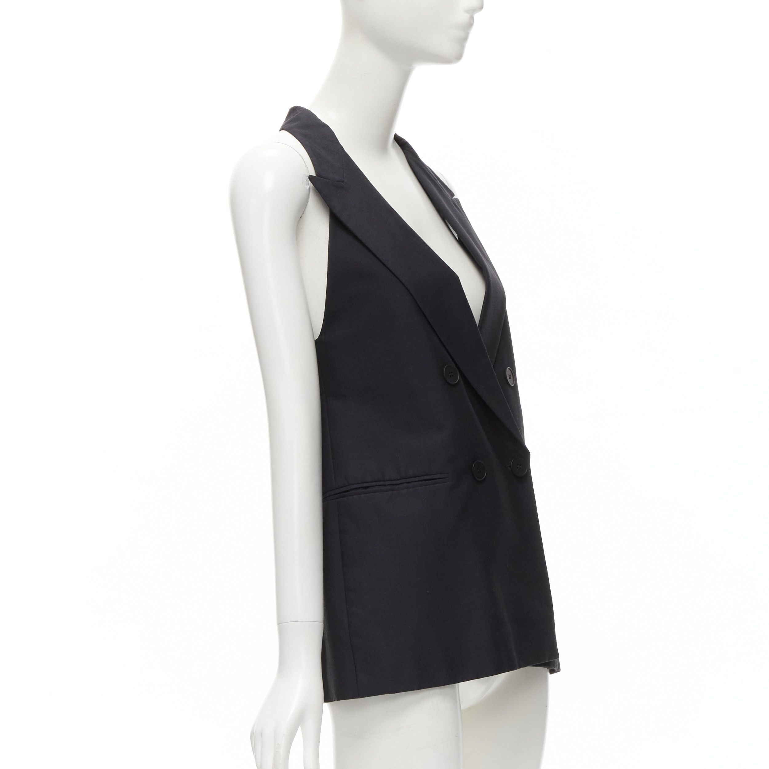 Stella McCartney STELLA MCCARTNEY 100% silk black double breasted halter neck tux top IT36 XXS Size XS / US 0-2 / IT 36-38 - 4 Thumbnail