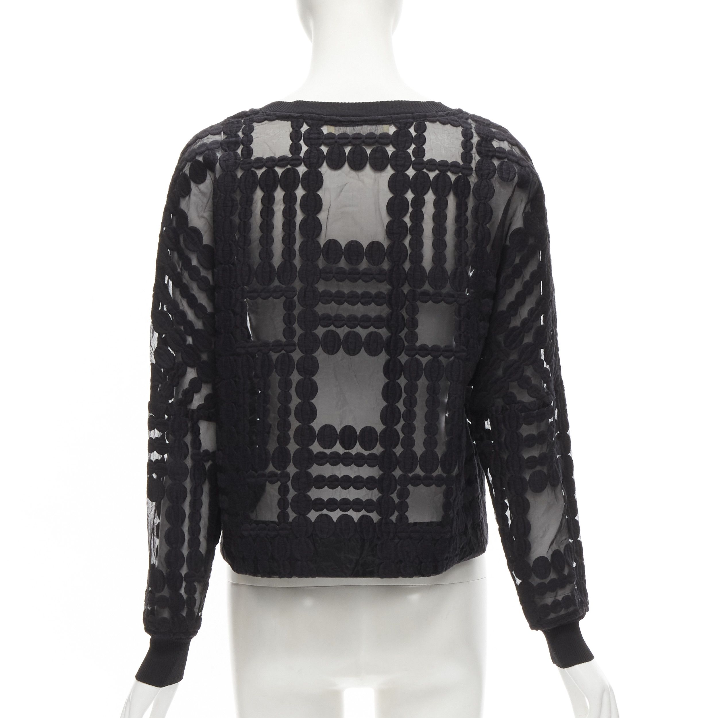 By Malene Birger BY MALENE BIRGER black graphic circle embroidery sheer cropped sweater FR36 S Size S / US 4 / IT 40 - 5 Thumbnail