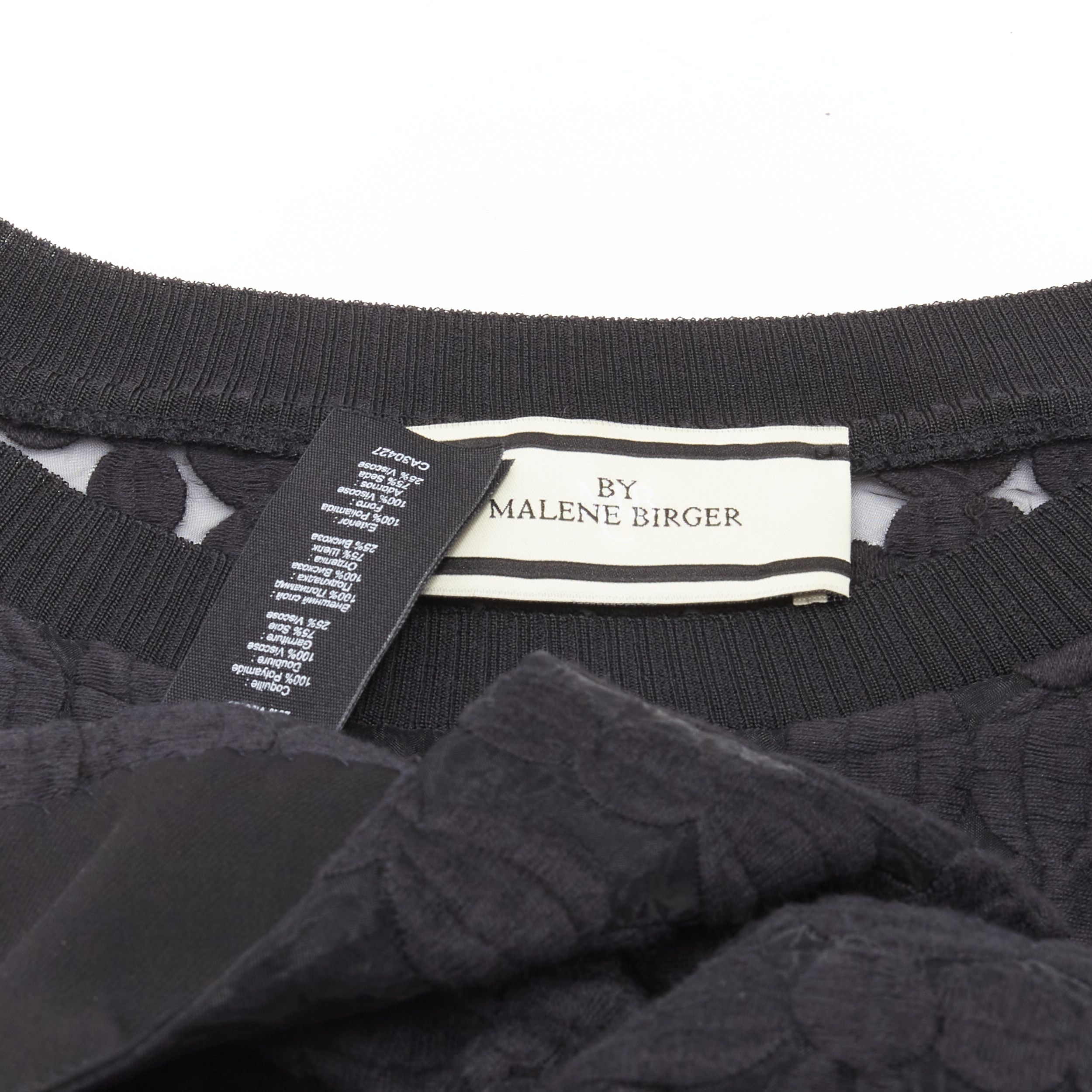 By Malene Birger BY MALENE BIRGER black graphic circle embroidery sheer cropped sweater FR36 S Size S / US 4 / IT 40 - 9 Thumbnail