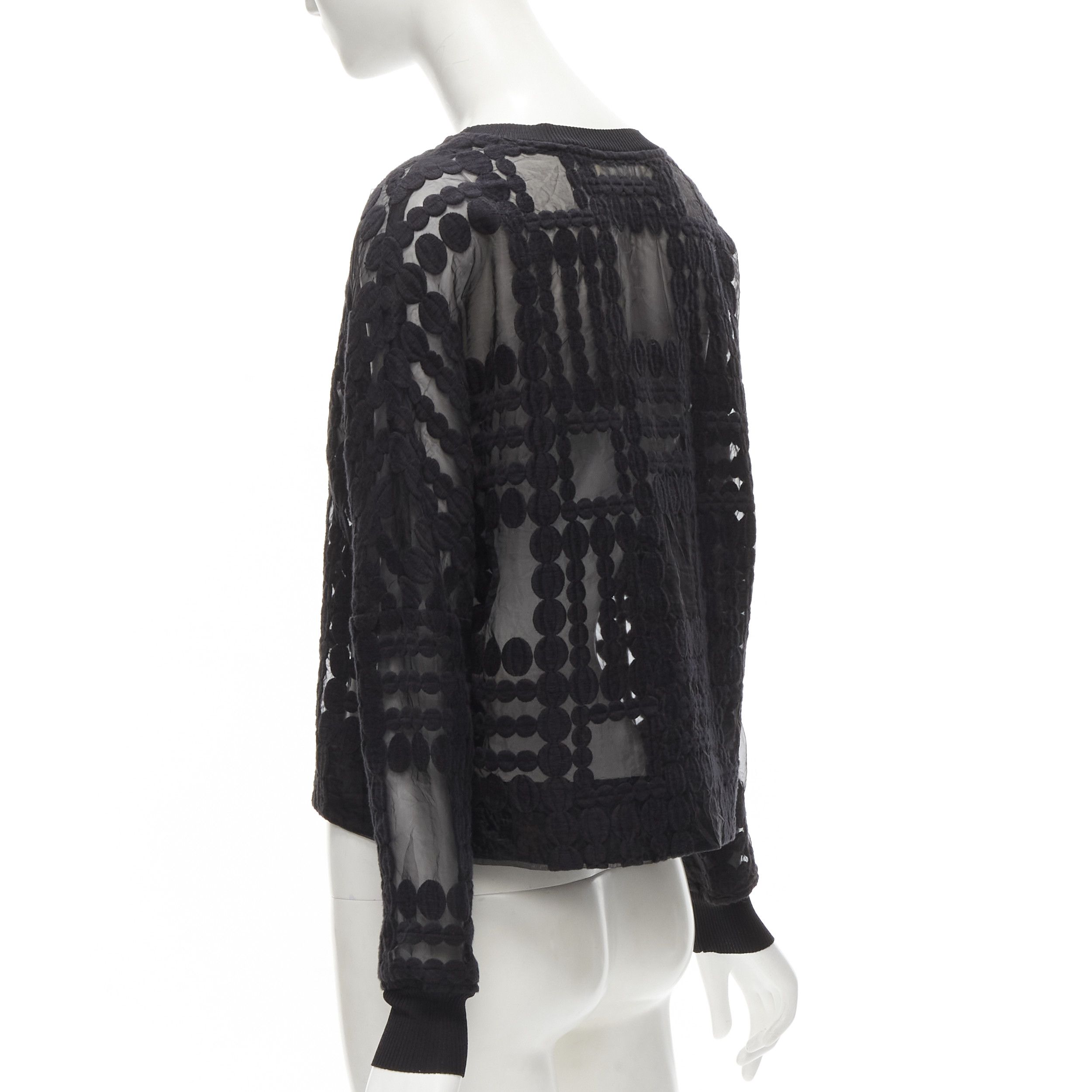 By Malene Birger BY MALENE BIRGER black graphic circle embroidery sheer cropped sweater FR36 S Size S / US 4 / IT 40 - 6 Thumbnail